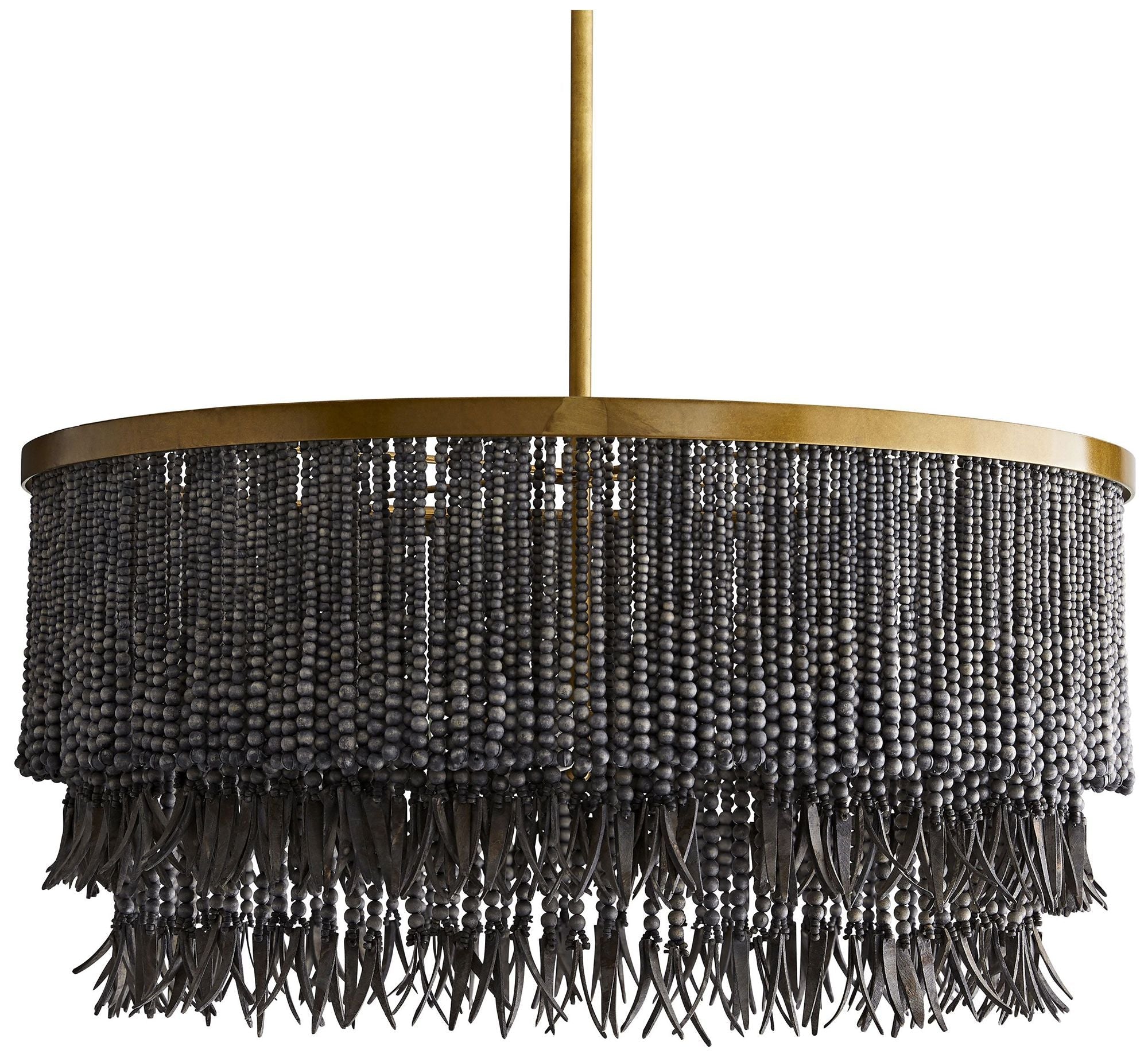 Baja Chandelier 30" Dark Gray Wash Coco Beads, Antique