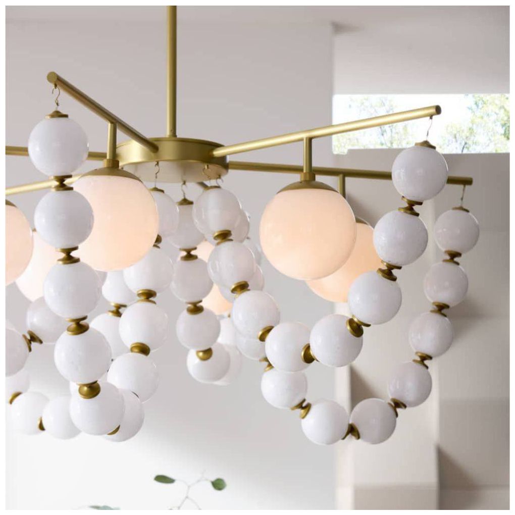 Genesis Chandelier 42" Opal Antique Brass