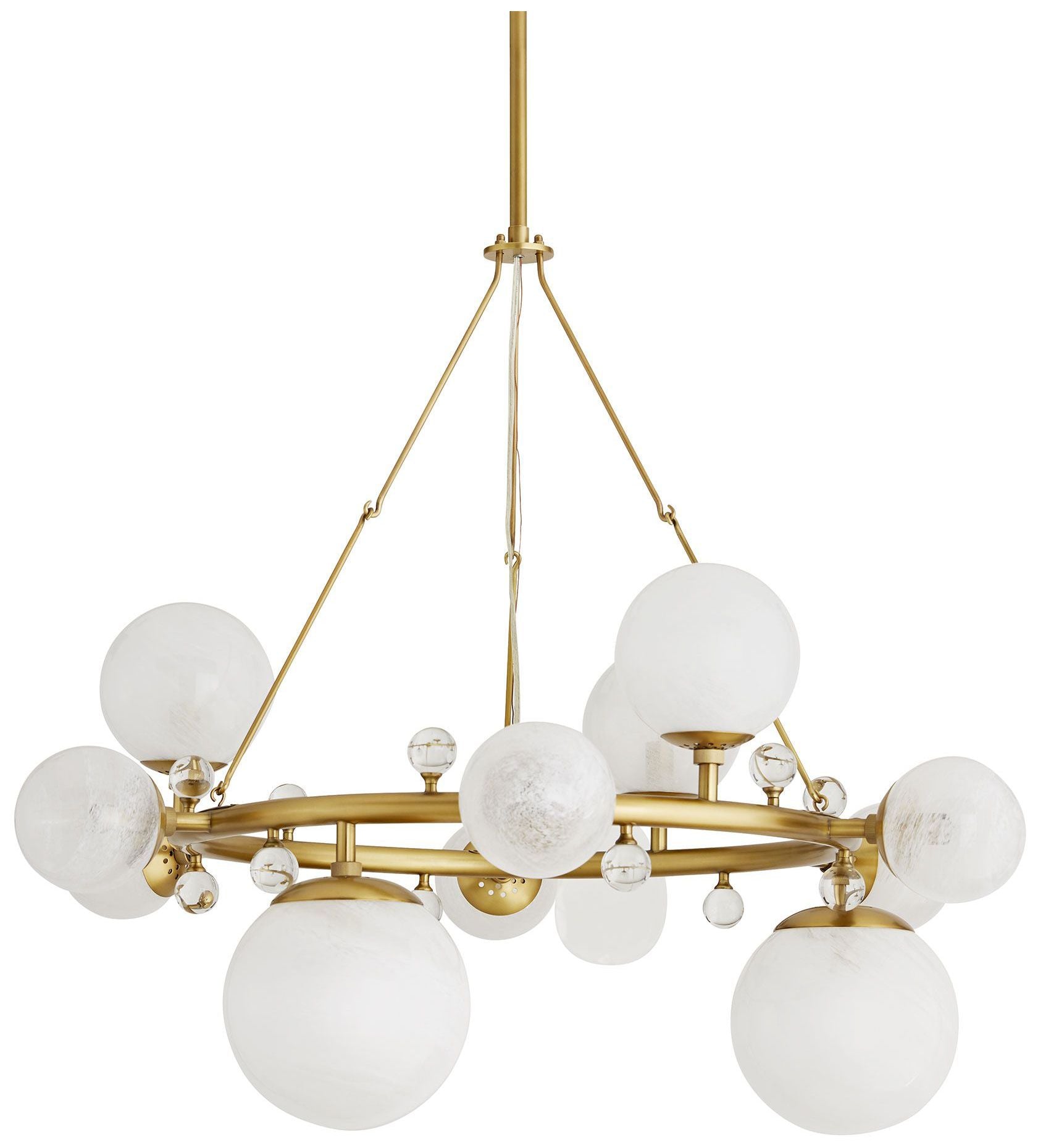 Troon Round Chandelier 36" Antique Brass, Opal Swirl