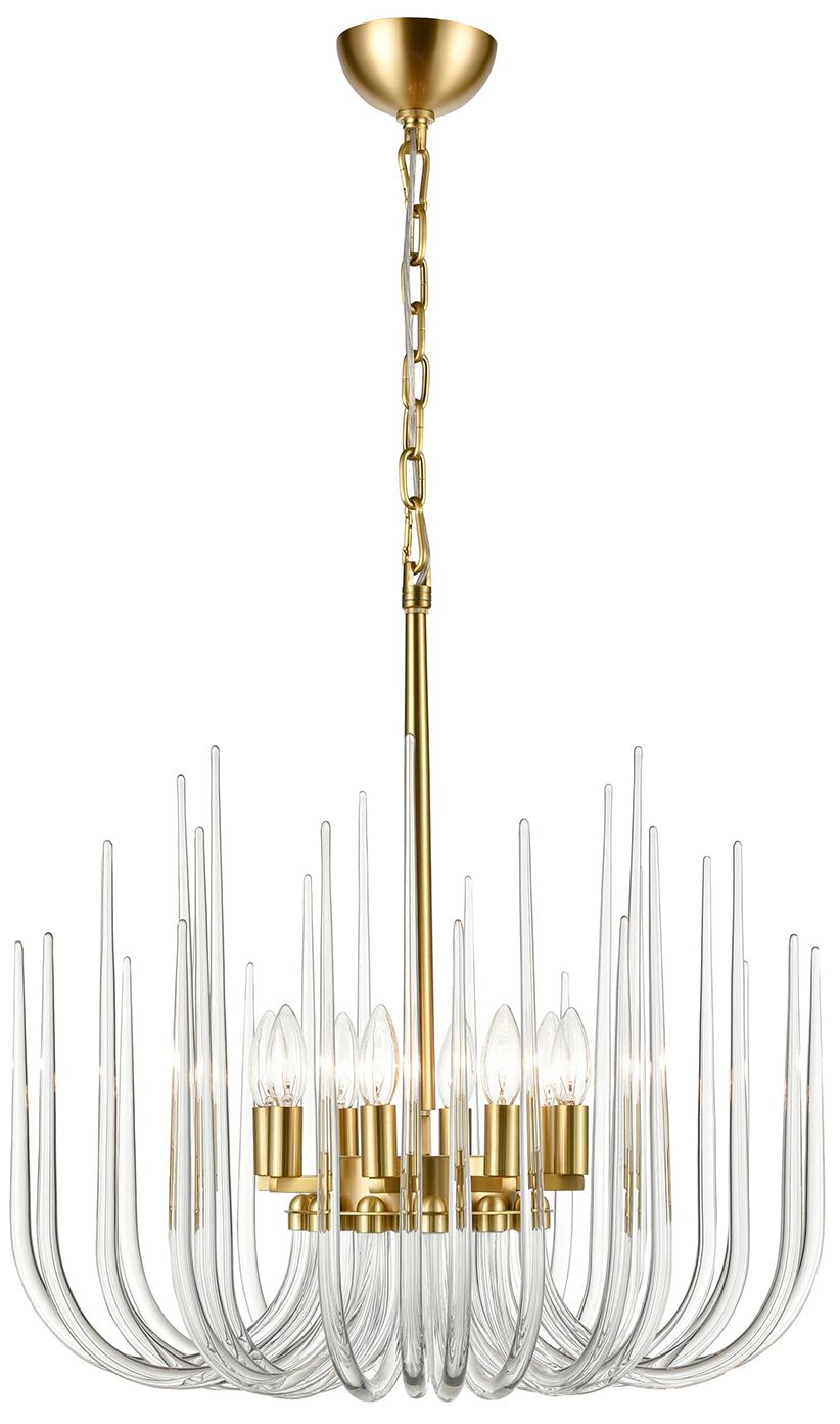 Astoria 8-Light Solid Curved Clear Glass Chandelier