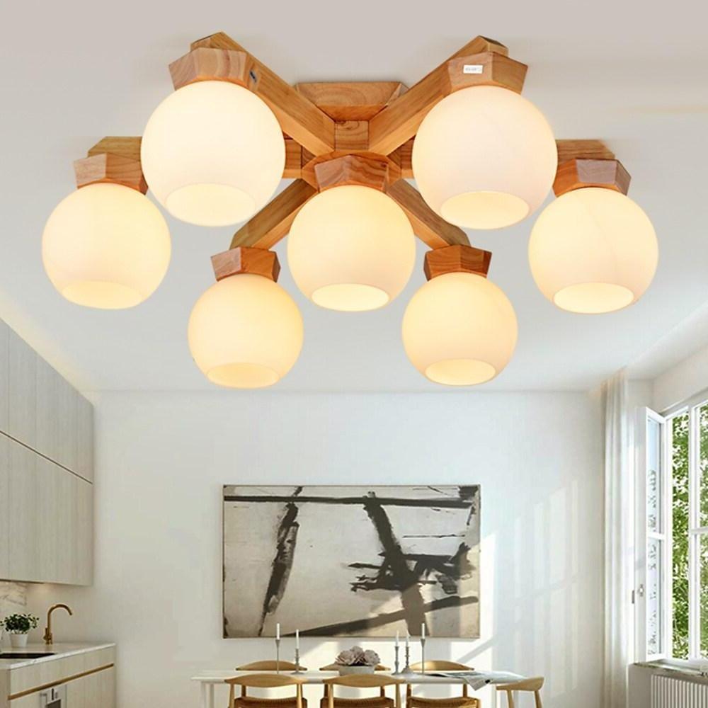 Nordic Wood Chandelier LED Globe Chandelier