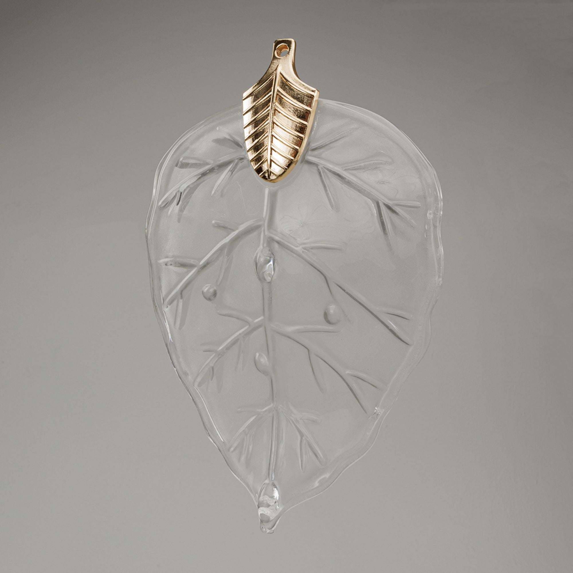 Autumn 39.5"W Gold Frost Glass Leaves Chandelier