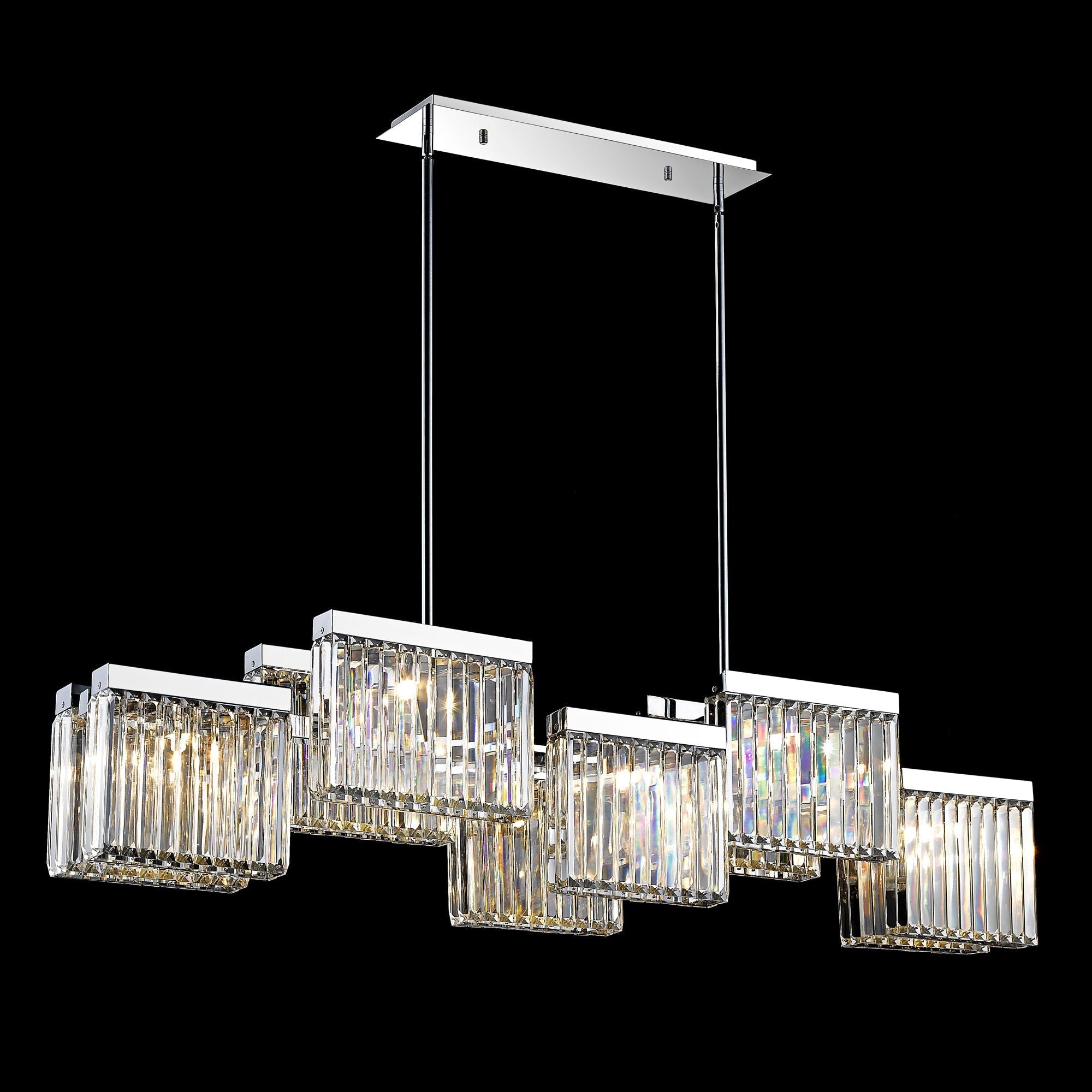 Avenue Broadway 57"W Nickel Kitchen Island Chandelier