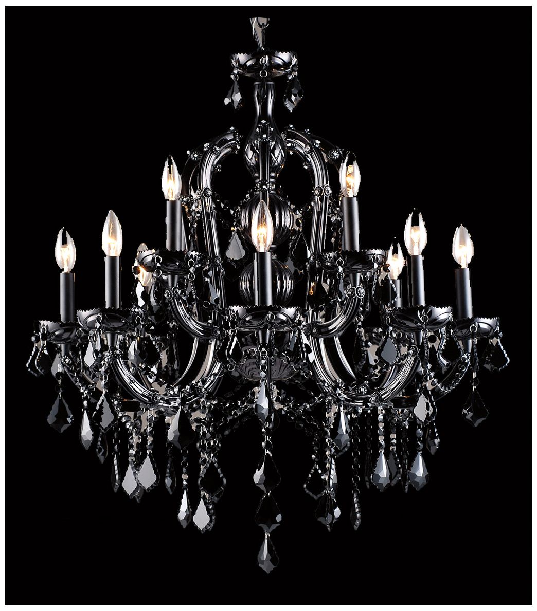 Onyx Ln. Collection Hanging Chandelier Black Crystal