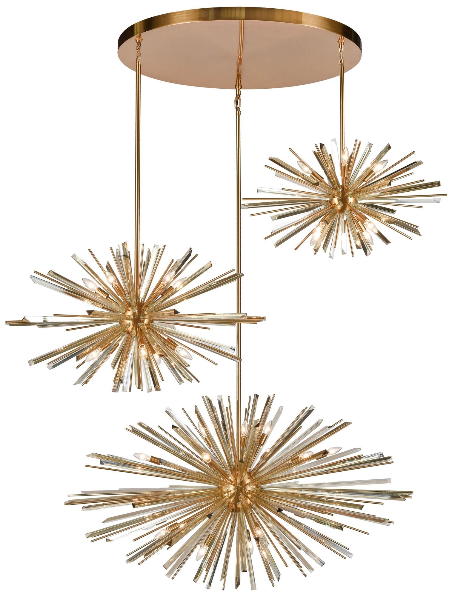 Palisades Ave. Hanging Cluster Chandelier 217" Aged Br