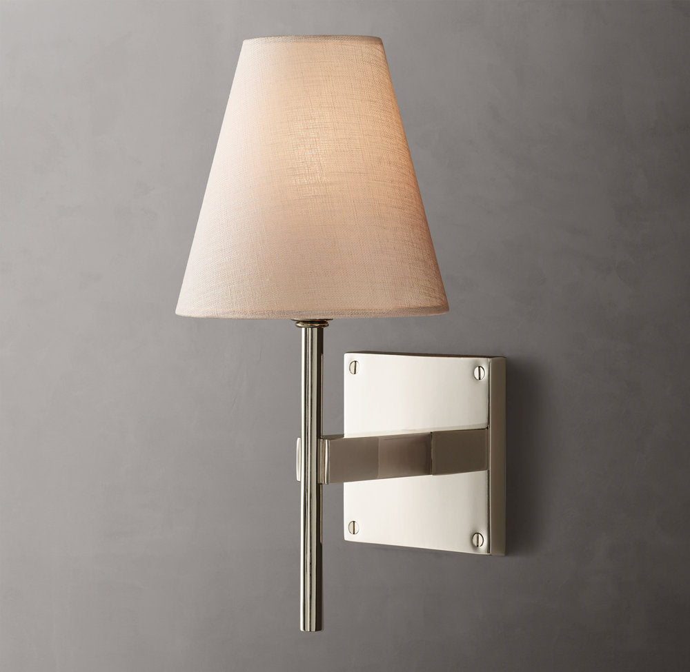 Fulham Linen Shade Wall Light, Bathroom Wall Sconce, detail 2