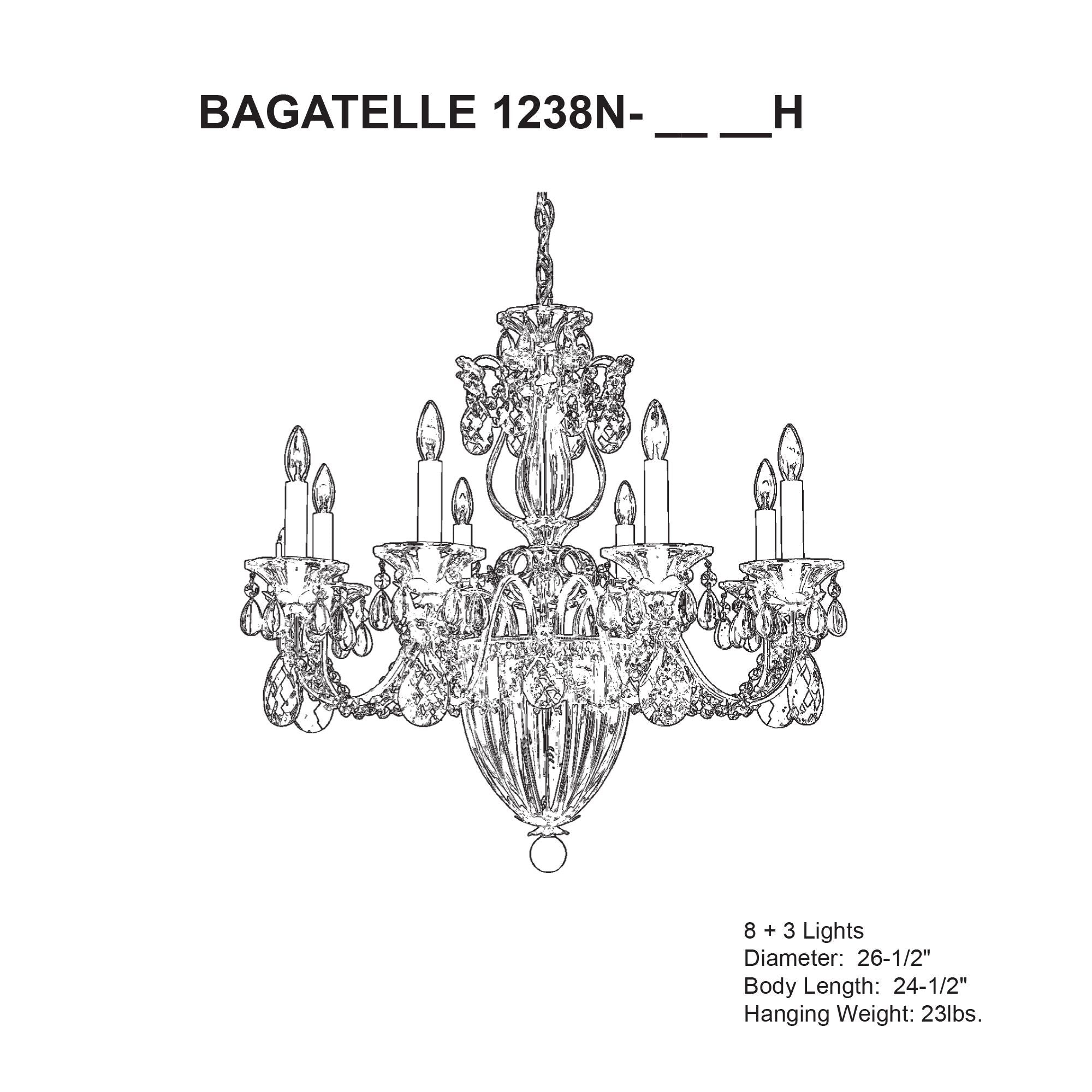 Bagatelle 24.5"H X 11-Light Crystal Chandelier