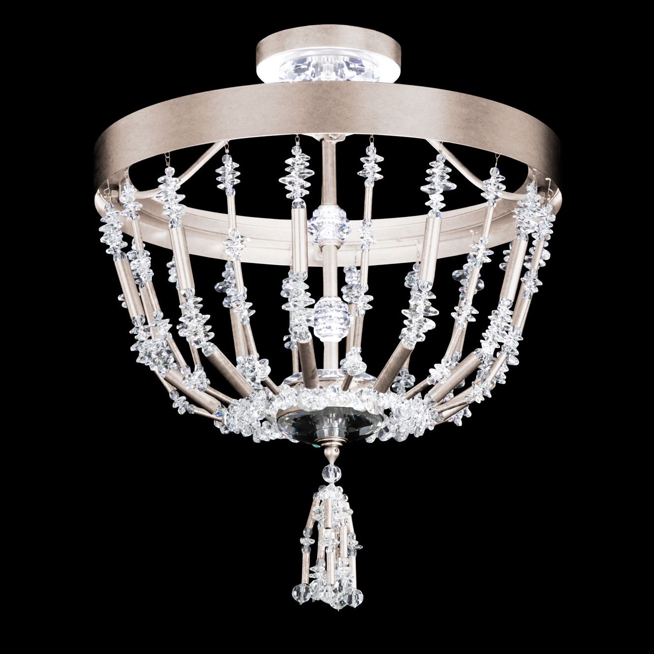 Bali 16" Wide Antique Silver Clear Crystal Chandelier
