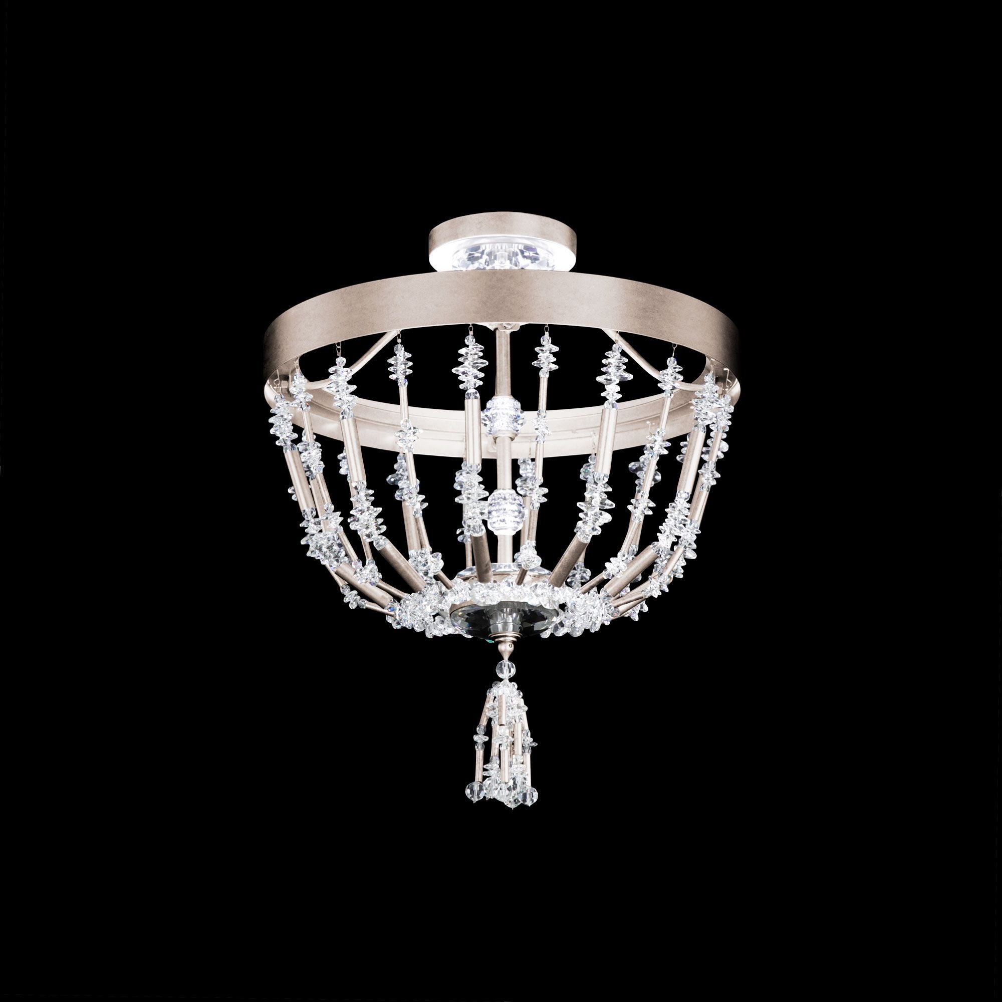 Bali 16" Wide Antique Silver Clear Crystal Chandelier