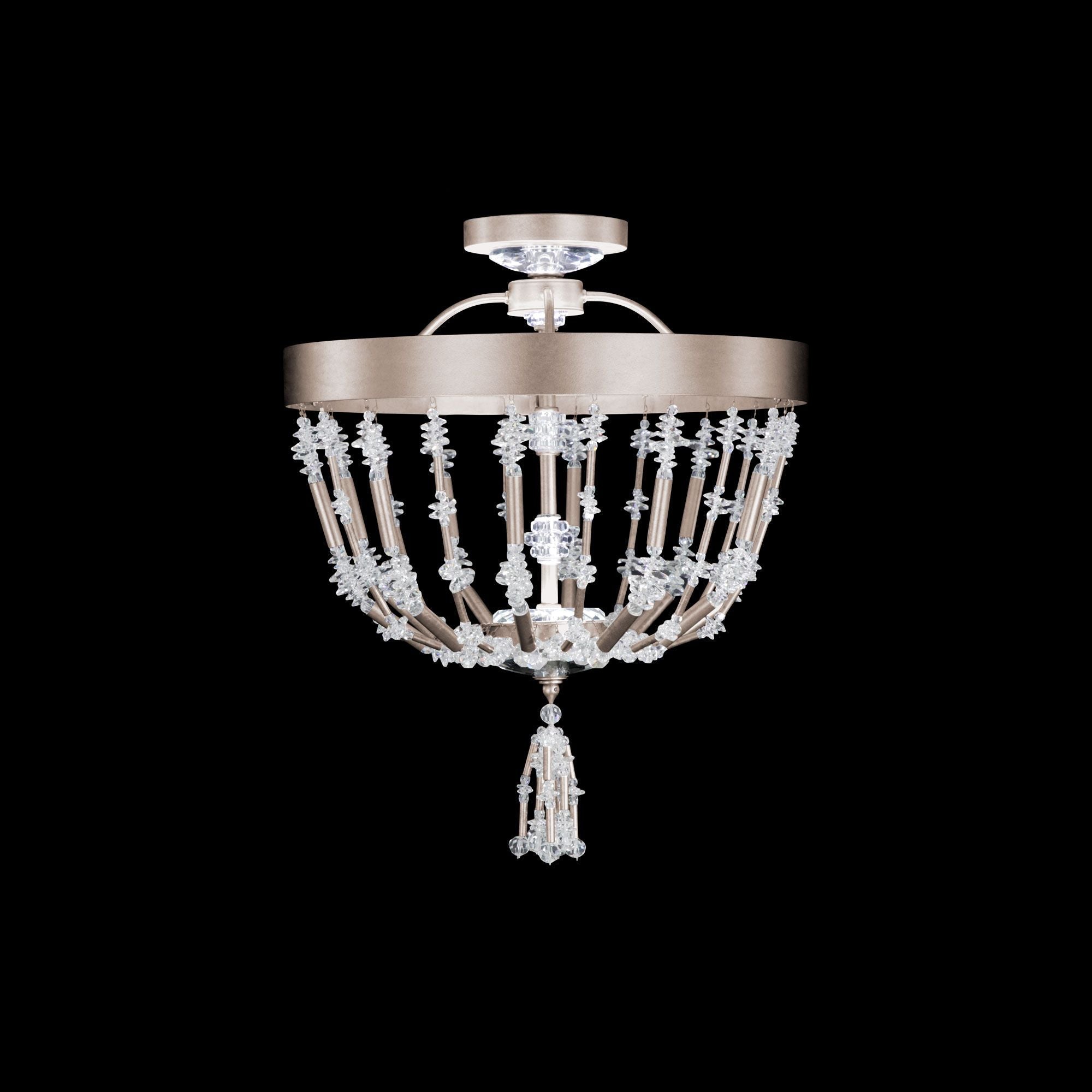Bali 16" Wide Antique Silver Clear Crystal Chandelier