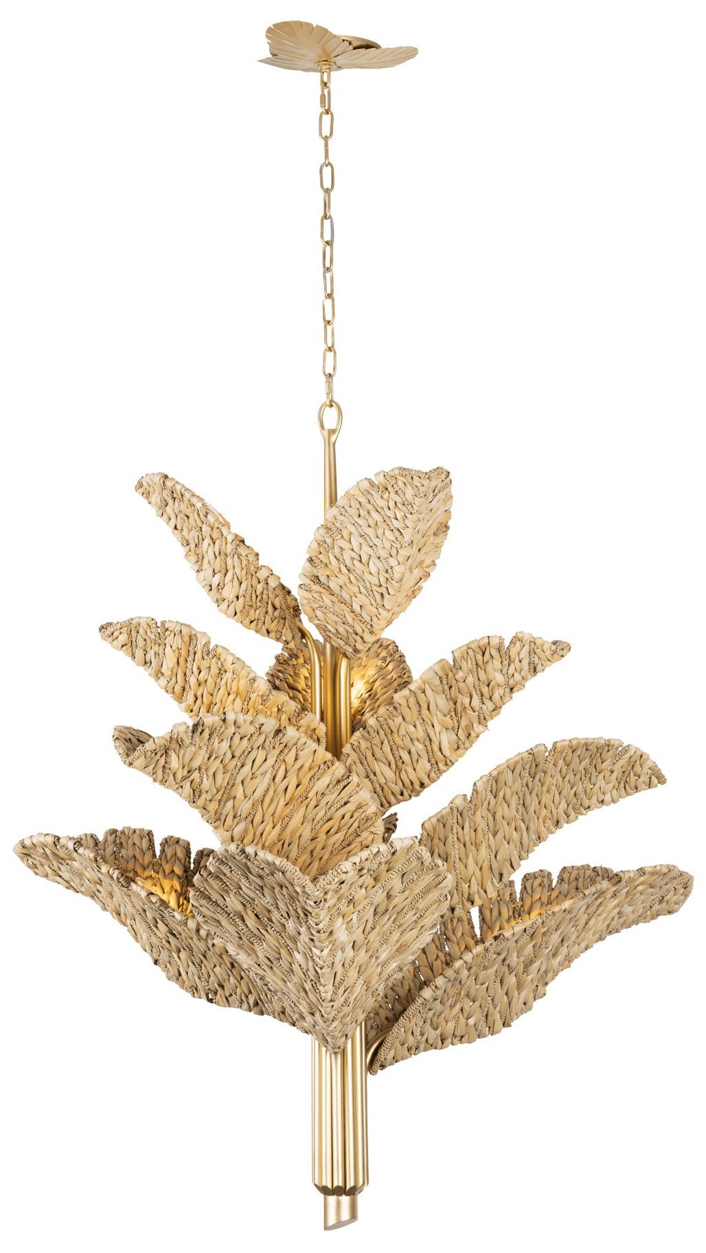Banana Leaf 12-Light Chandelier French Gold/Natural