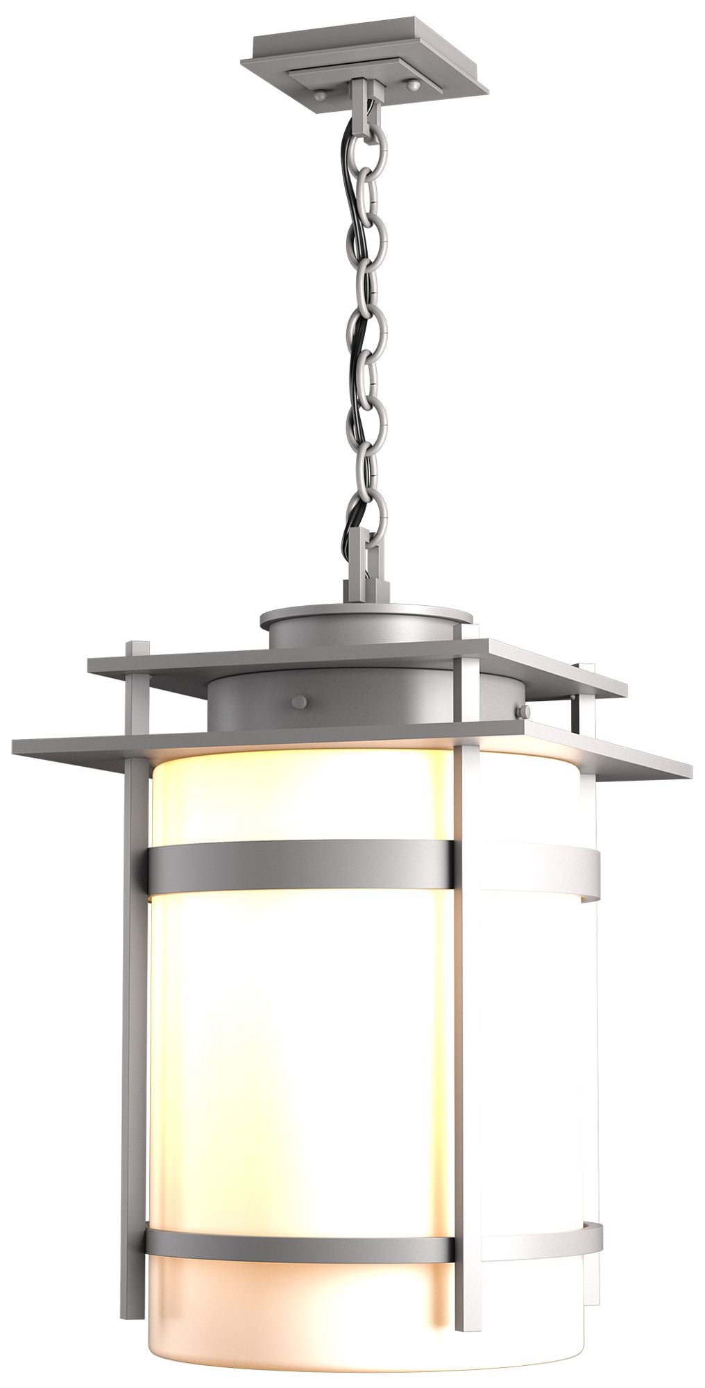 Banded Large Outdoor Steel Finish Opal Chandelier