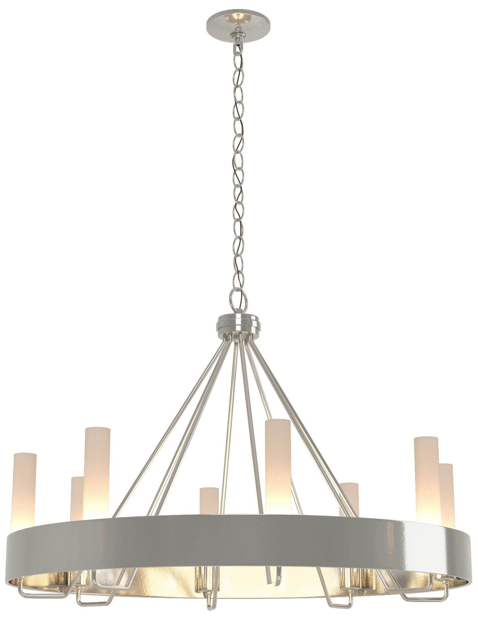 Banded Ring 32" Wide Sterling Chandelier with Frosted