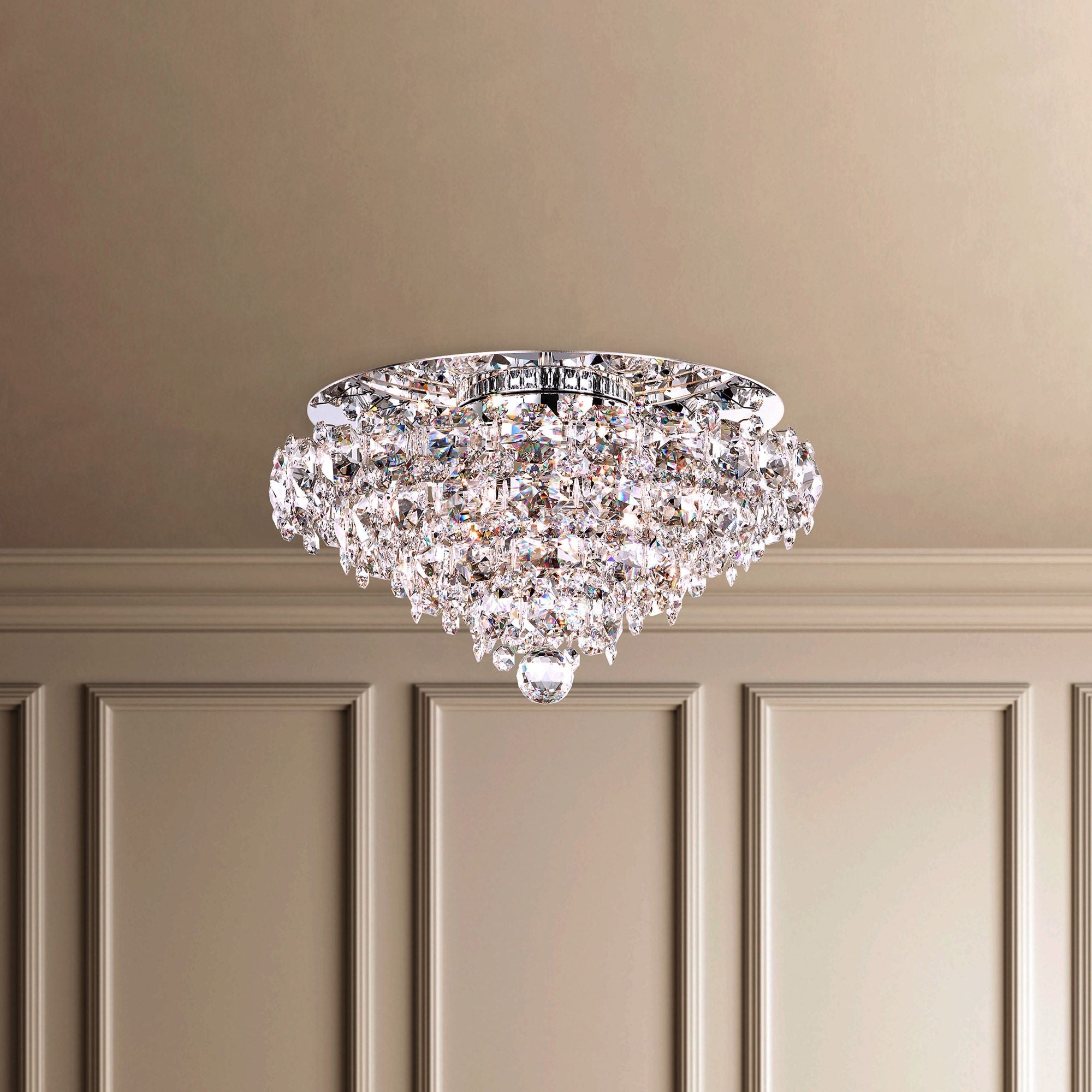 Baronet 11"H X 4-Light Crystal Flush Chandelier