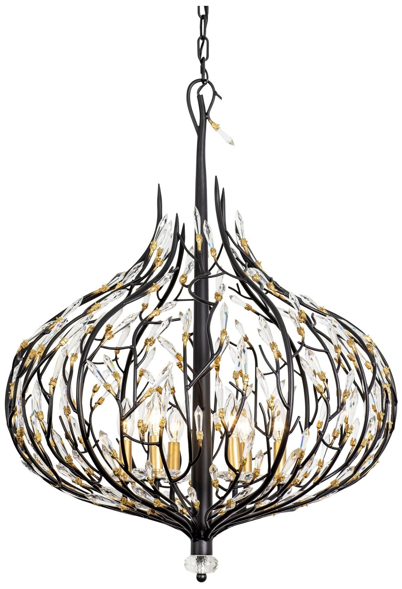 Bask 6-Light Crystal Matte Gold Chandelier