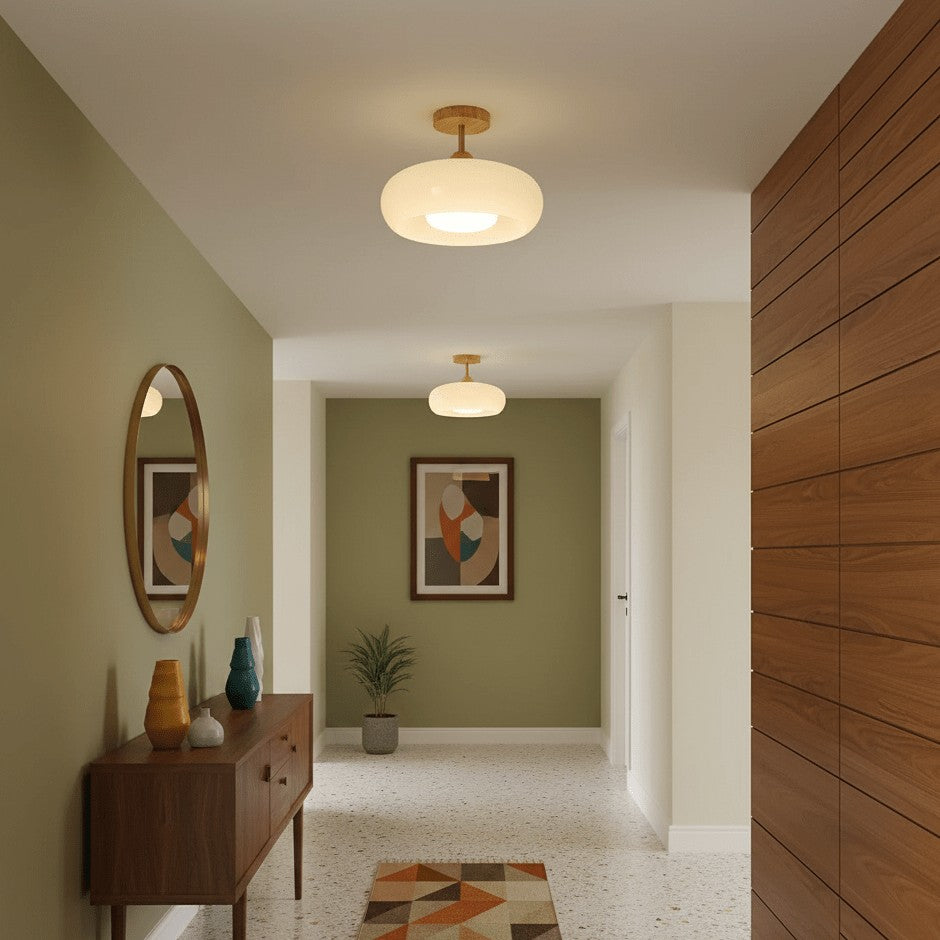 Bauhaus Glass Disc Ceiling Light