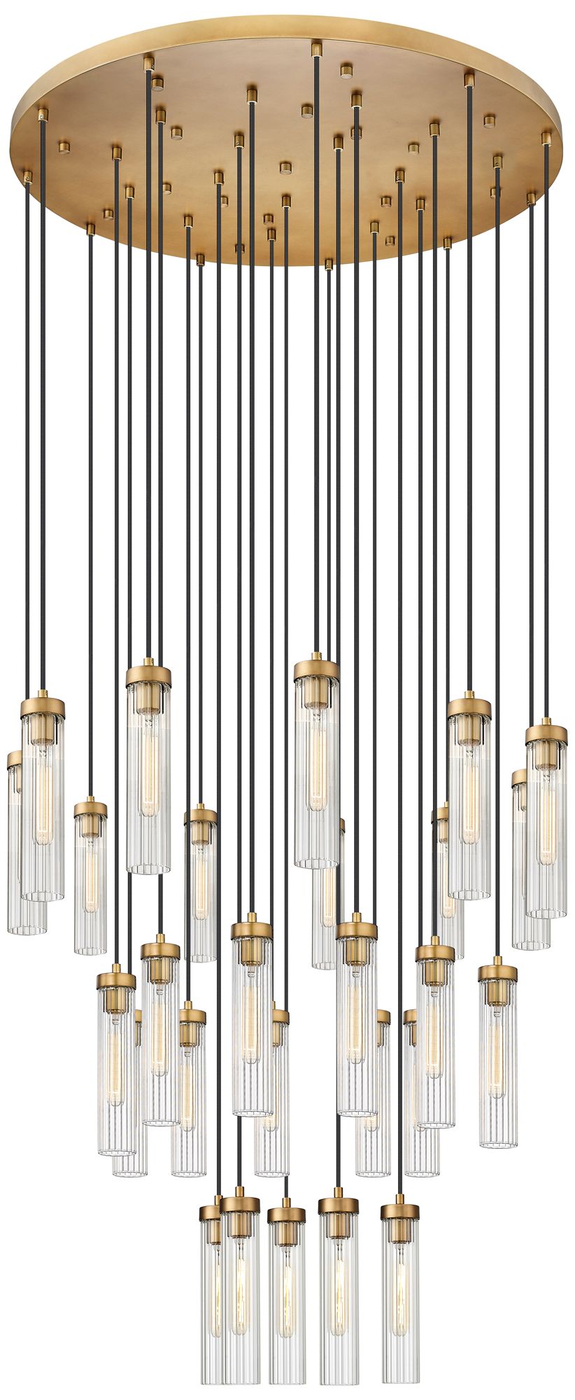 Beau Rubbed Brass 27-Light Chandelier