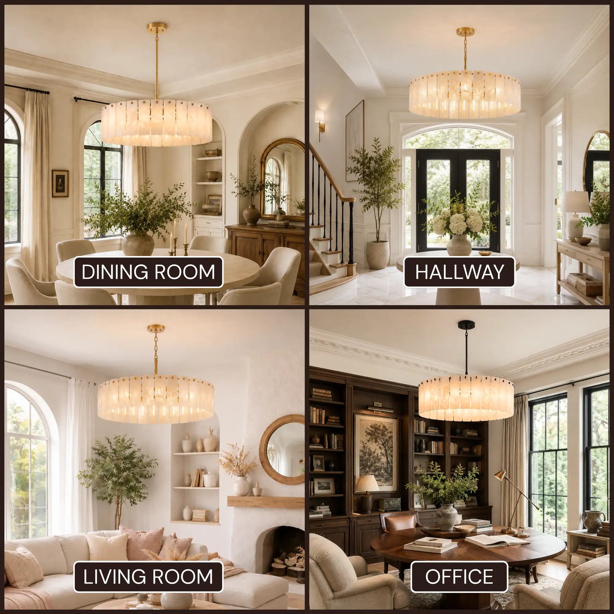 Lunara Alabaster Round Chandelier