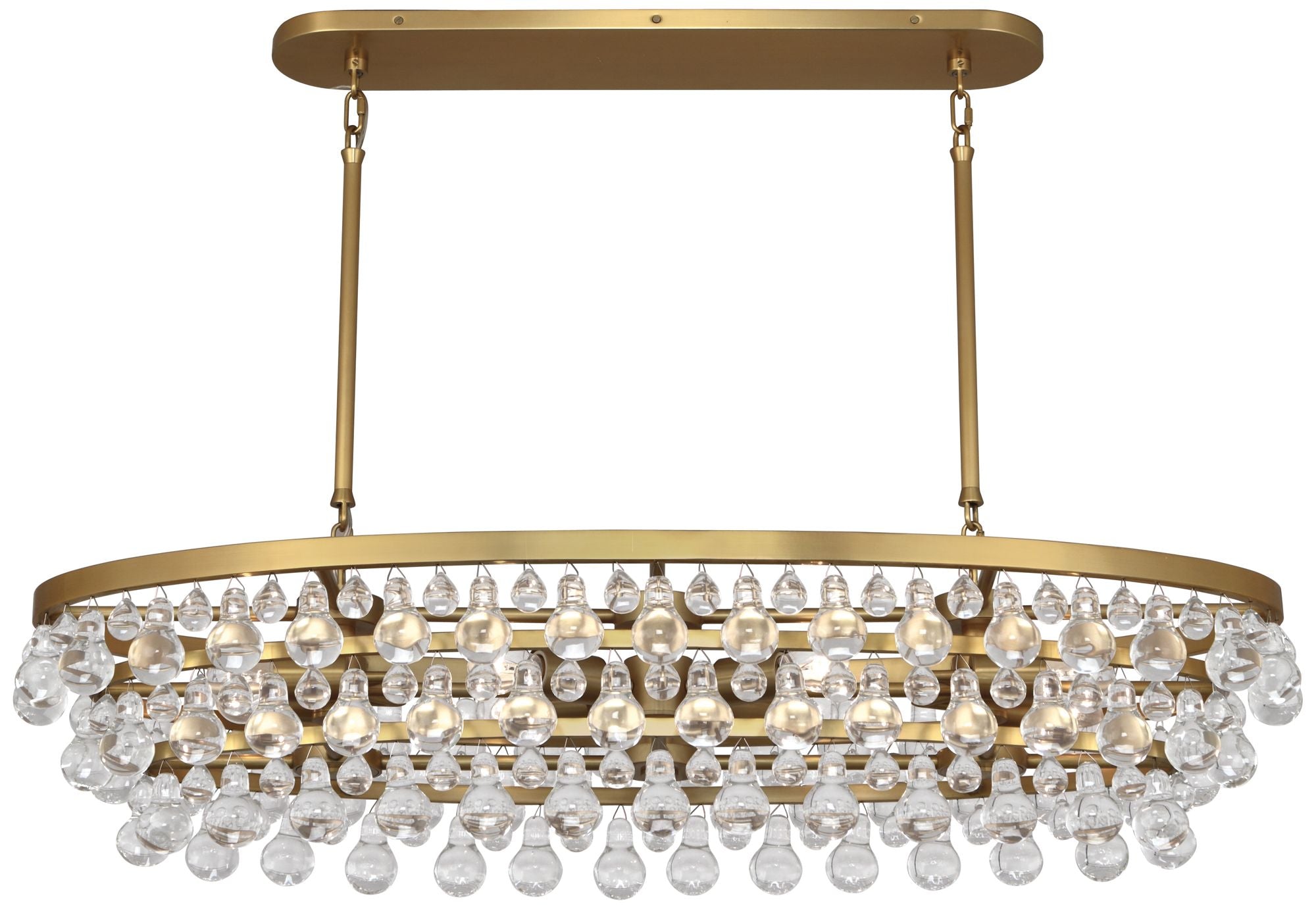 Bling Chandelier Brass with Glass Drops 19 X 42 Oval