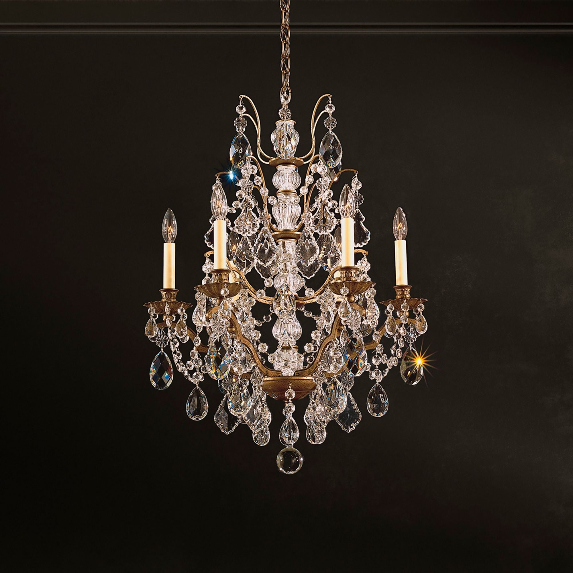 Bordeaux 29"H X 6-Light Crystal Chandelier in Gold