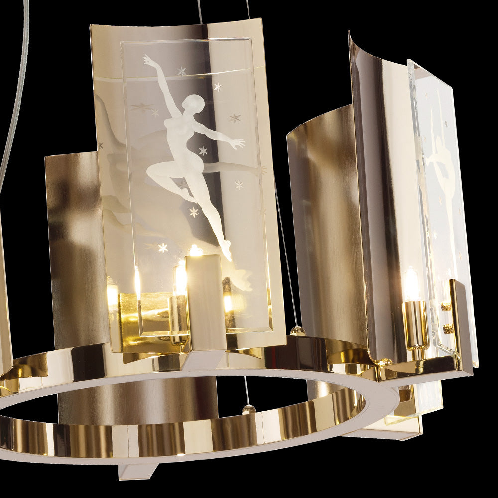 Brass and Italian Crystal Contemporary Chandelier