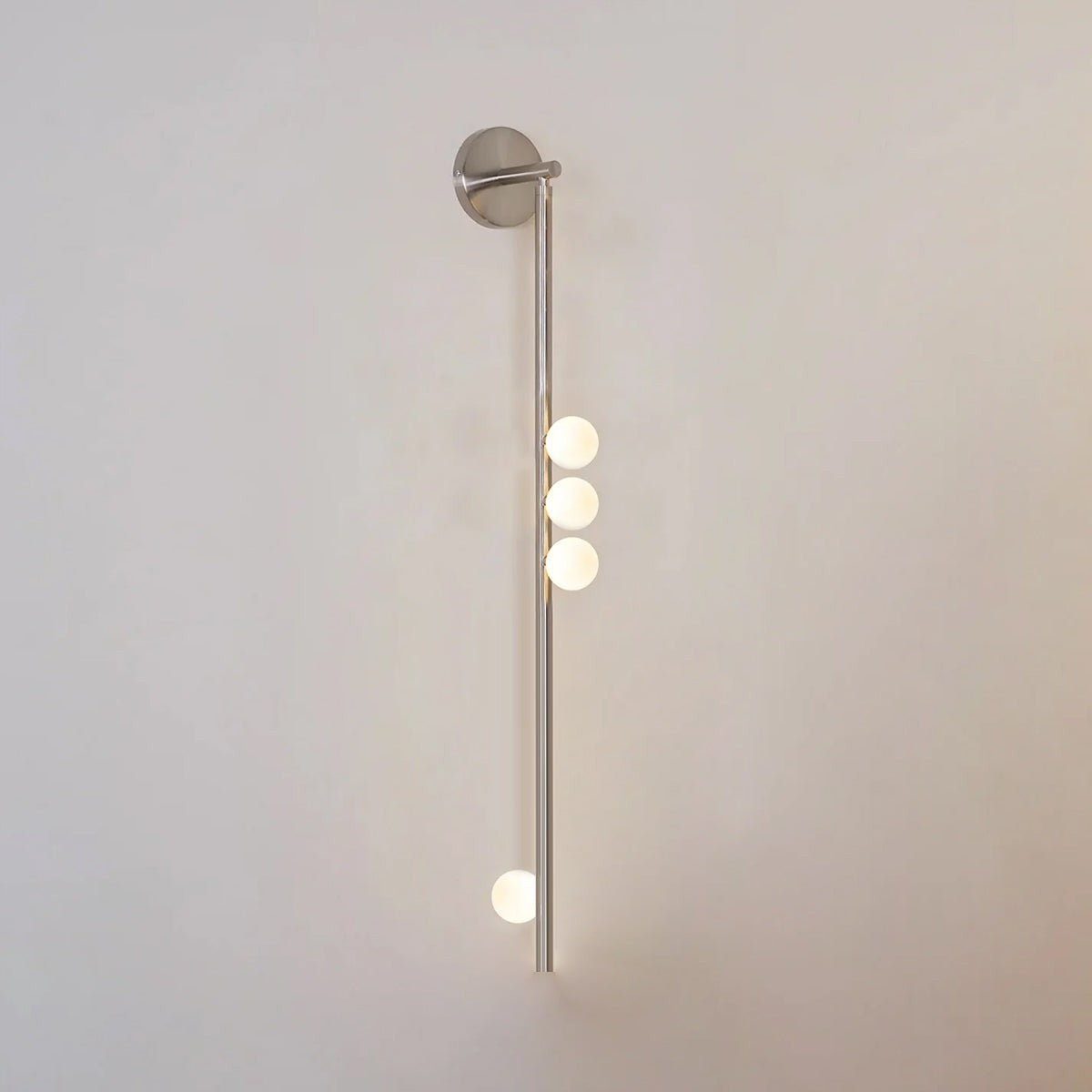 Close-up angle of Brass Halo Tube Wall Light Vanity Light showing form and material detail