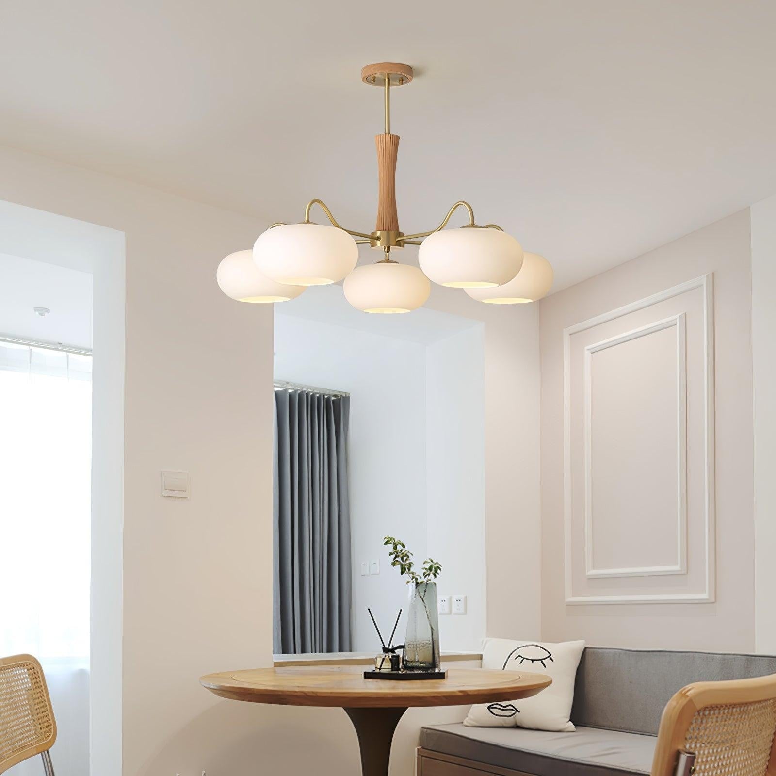 Brass Persimmon Glass Chandelier