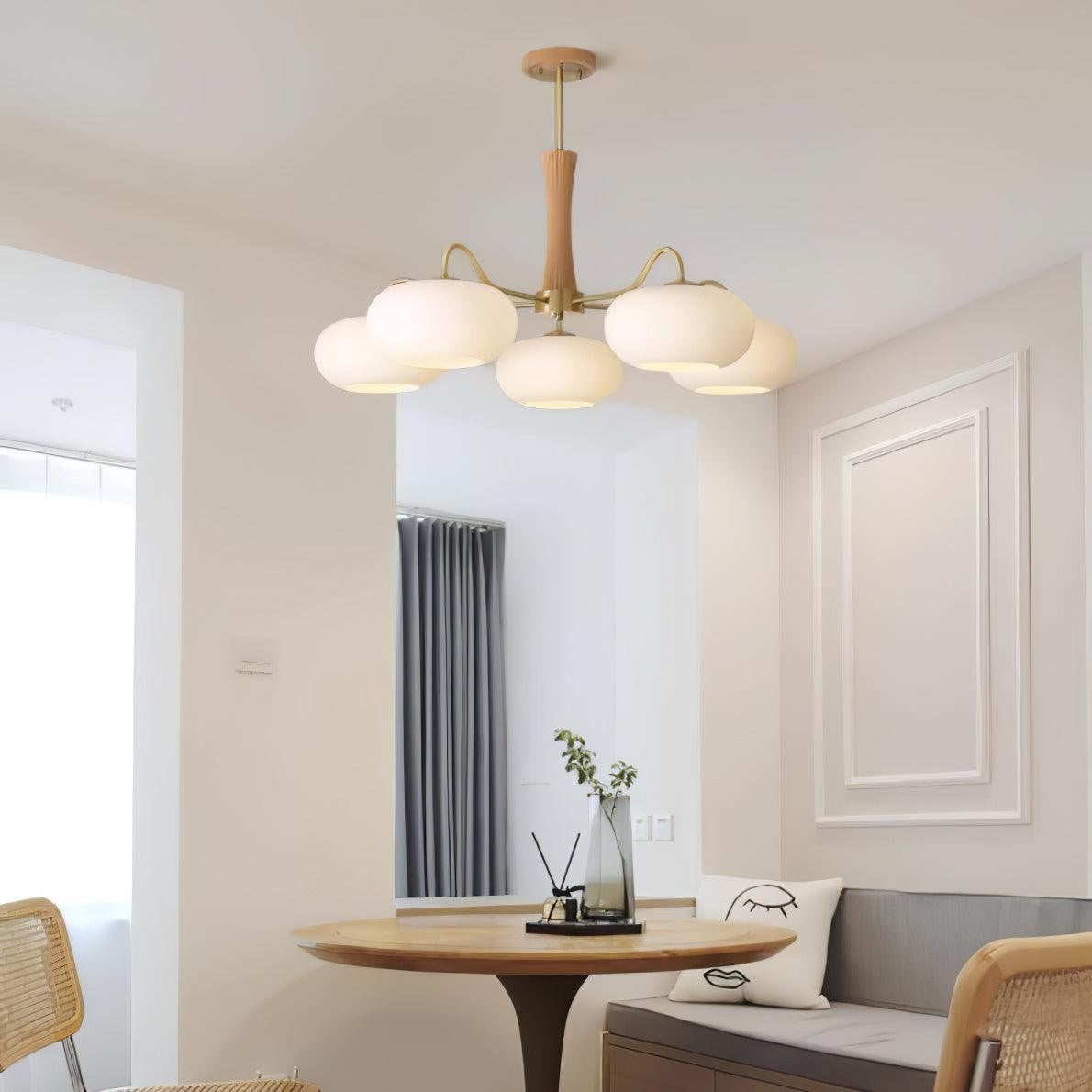Brass Persimmon Glass Chandelier