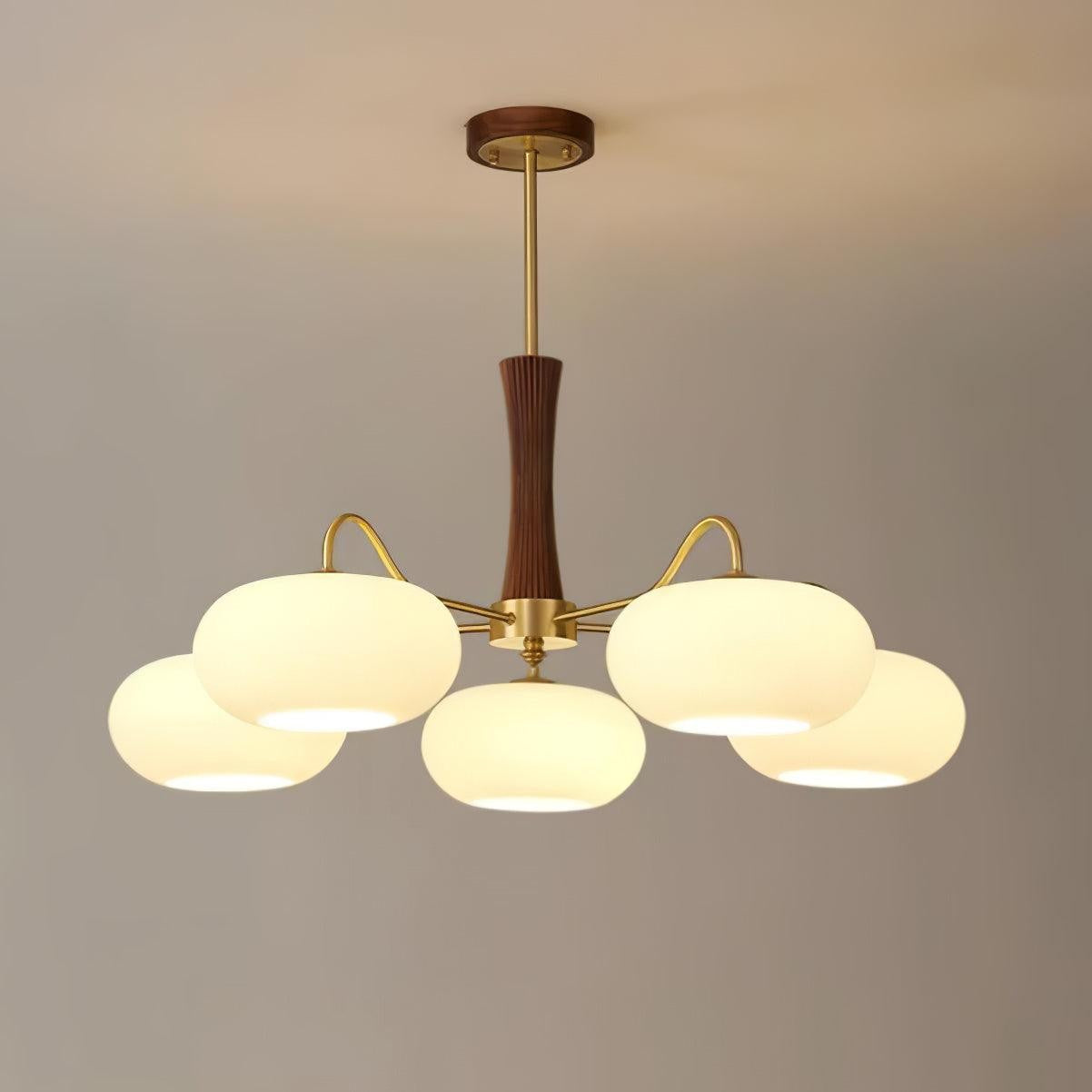 Brass Persimmon Glass Chandelier