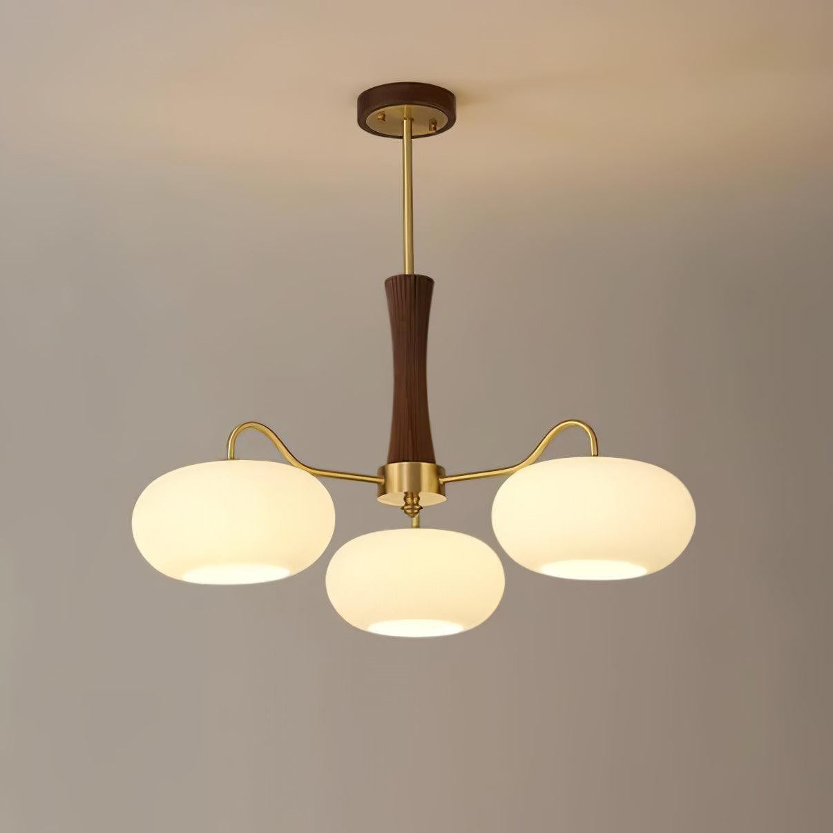 Brass Persimmon Glass Chandelier