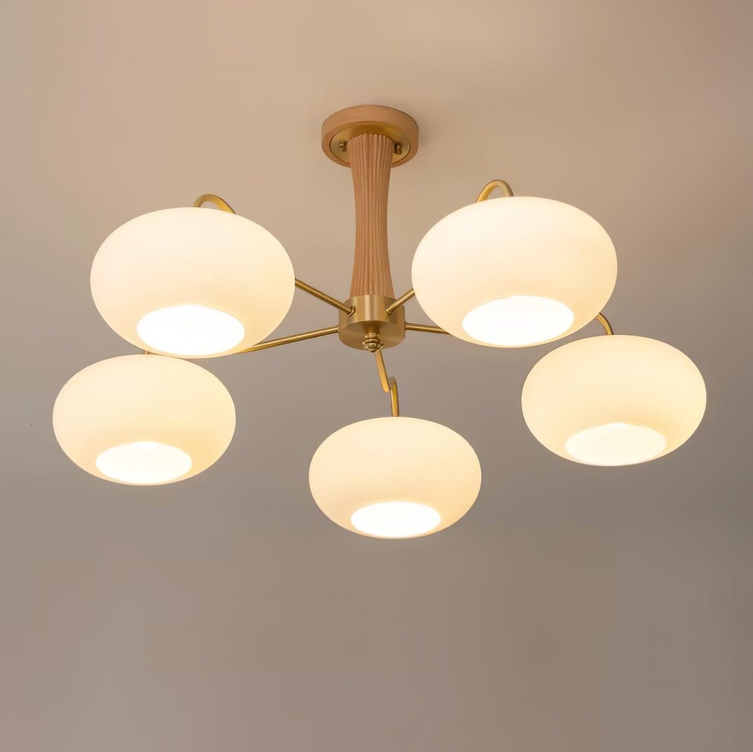 Brass Persimmon Glass Chandelier