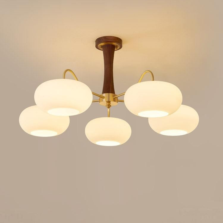 Brass Persimmon Glass Chandelier