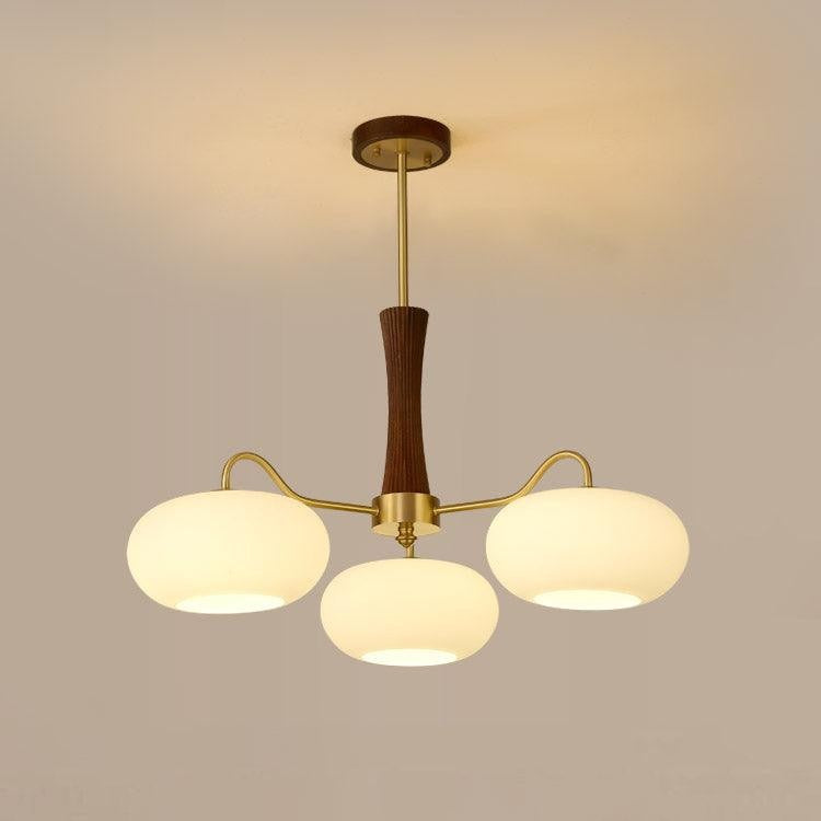 Brass Persimmon Glass Chandelier