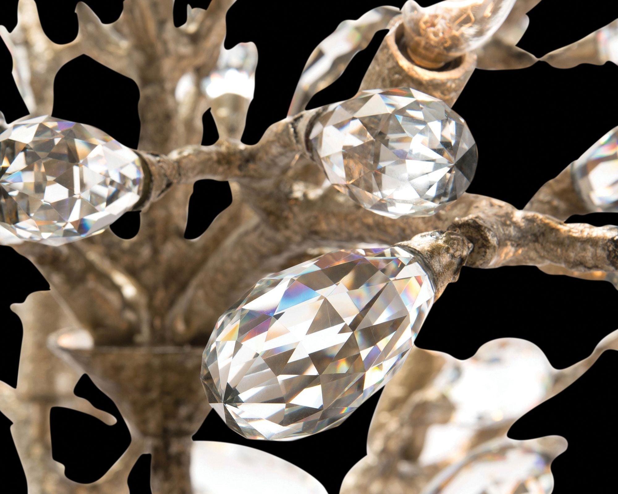 Budding Crystal 39" Wide Antique Silver Chandelier