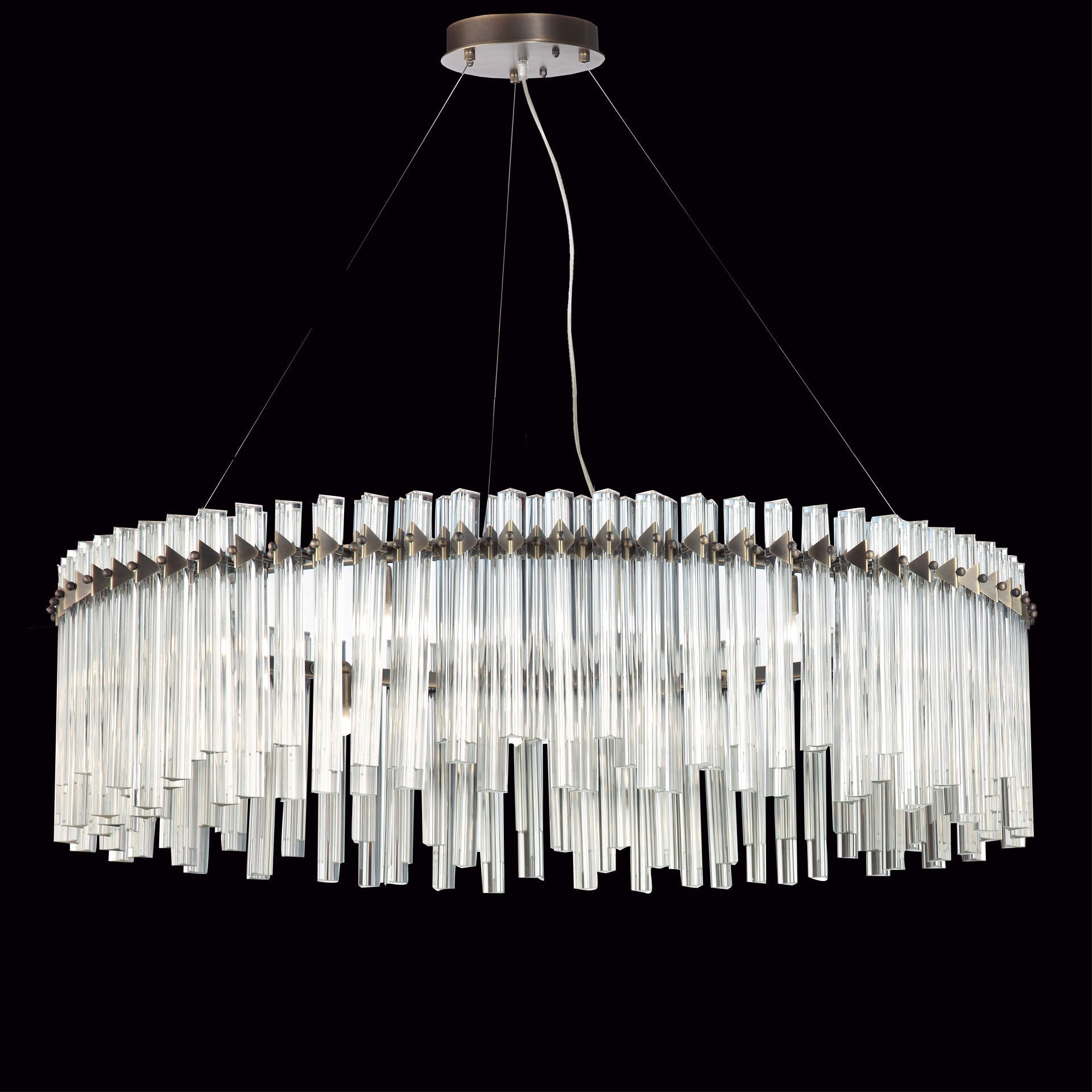 Burnished Brass and Glass Chandelier