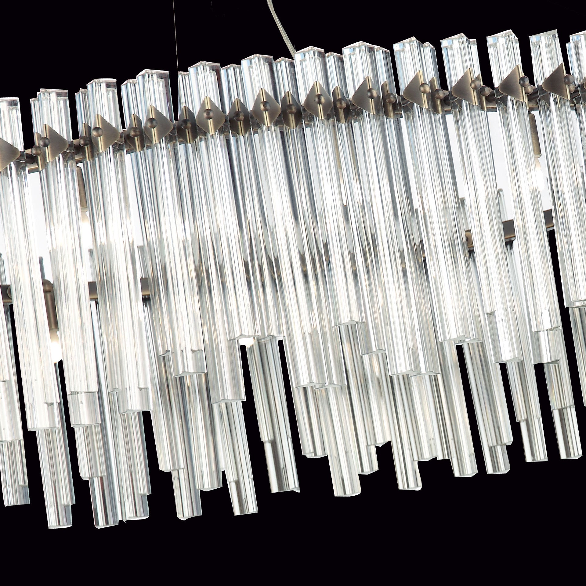 Burnished Brass and Glass Chandelier