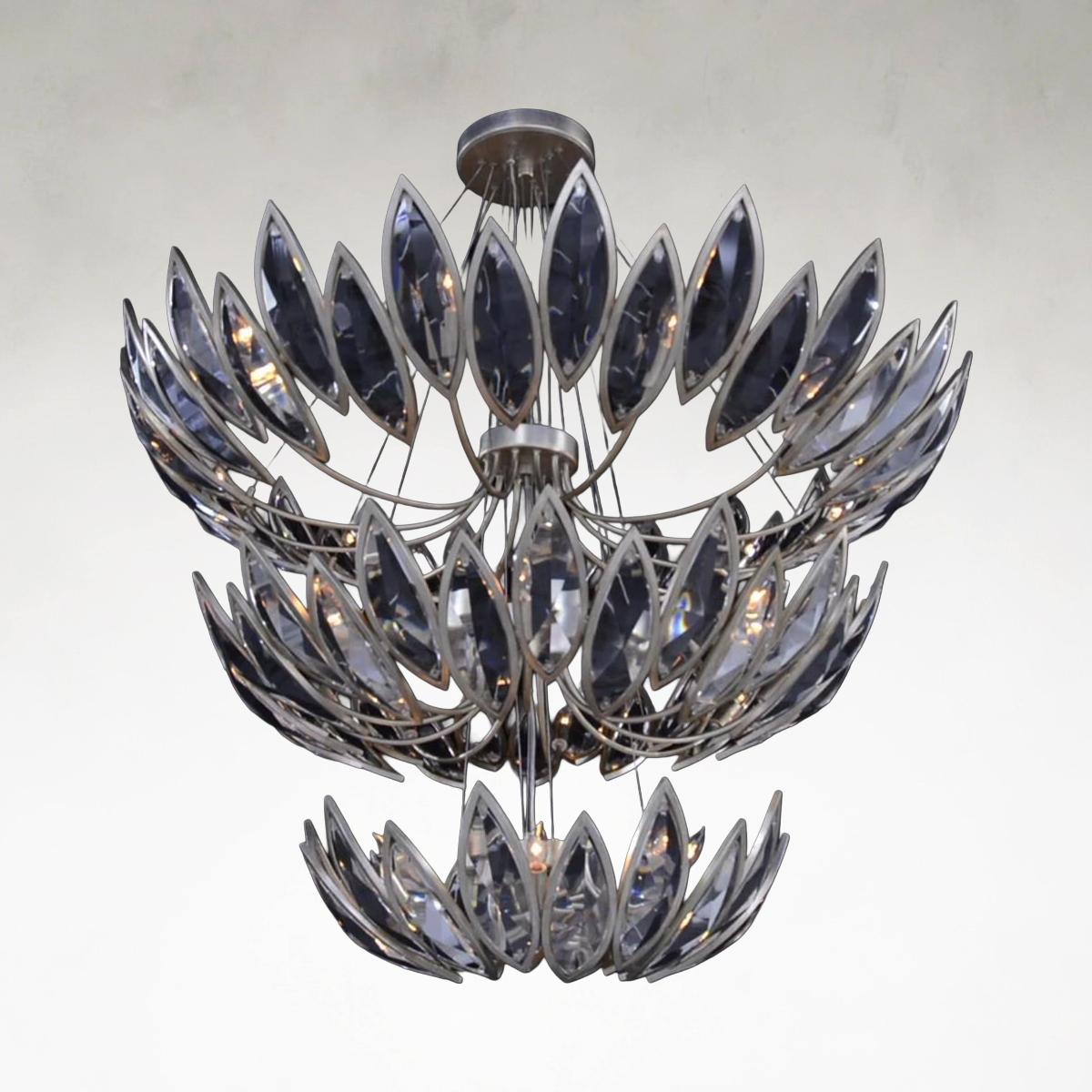 Petaline 27-Light 50.25-Inch Three-Tiered Chandelier Ceiling Fi x ture