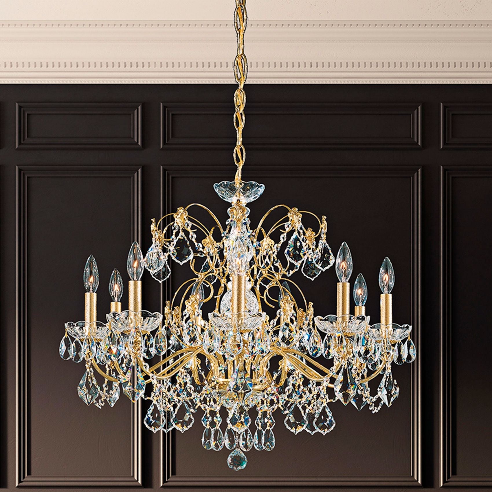 Century 22"H X 9-Light Crystal Chandelier in Gold