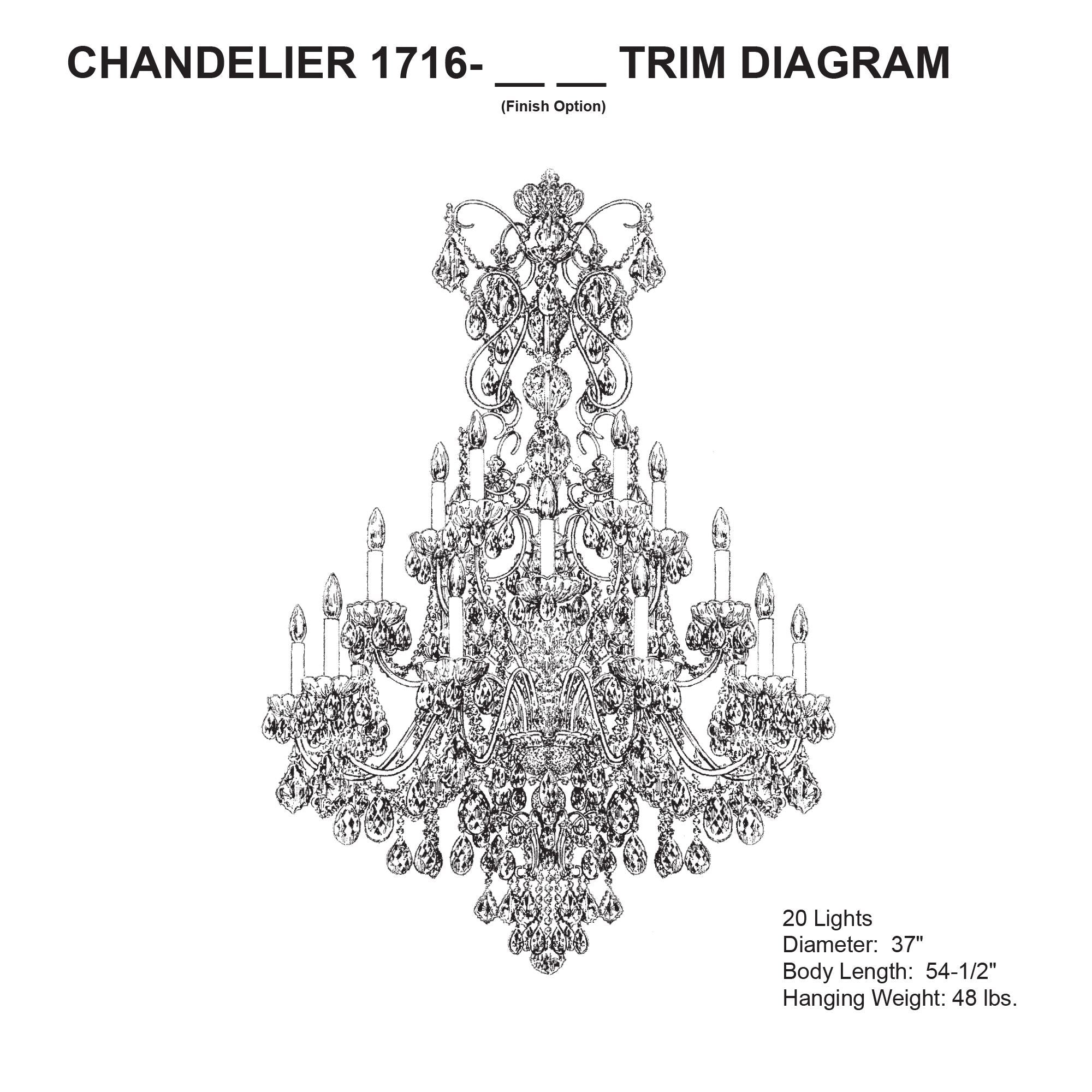 Century 54.5"H X 20-Light Crystal Chandelier