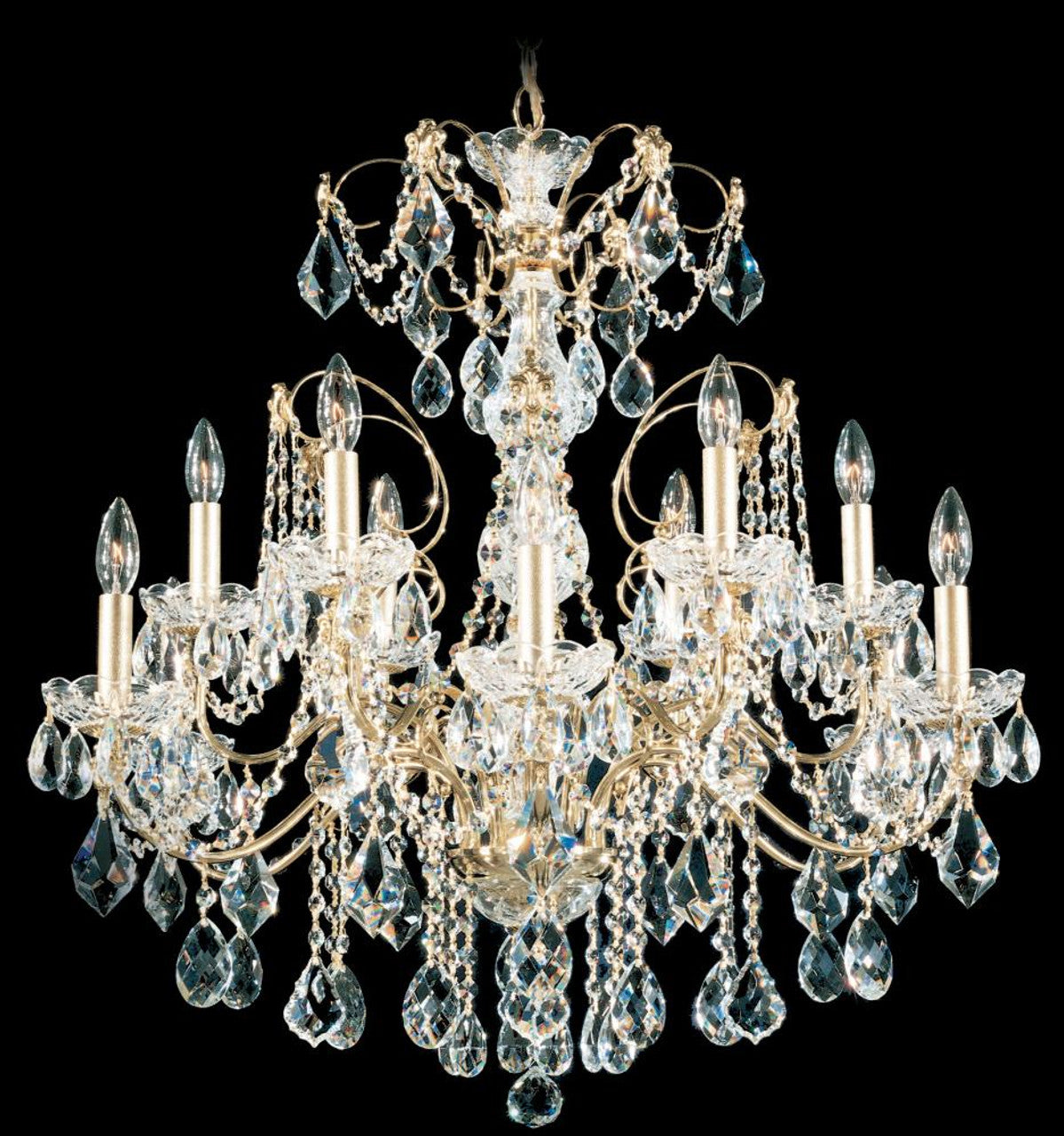 Century Chandelier, 12-Light, French Gold, Clear Heritage Crystal, 30"W (1712-26 180WXA)