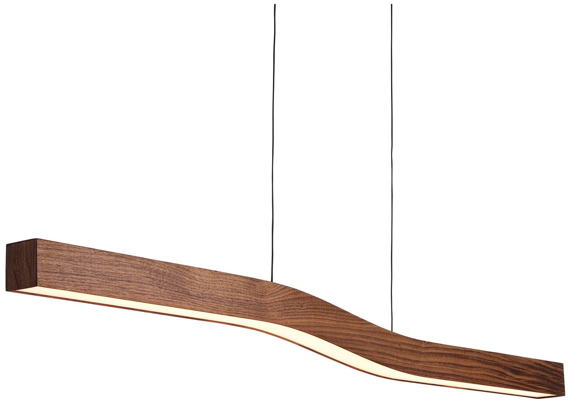 Cerno Camur 56" Wide Oiled Walnut LED Linear Pendant