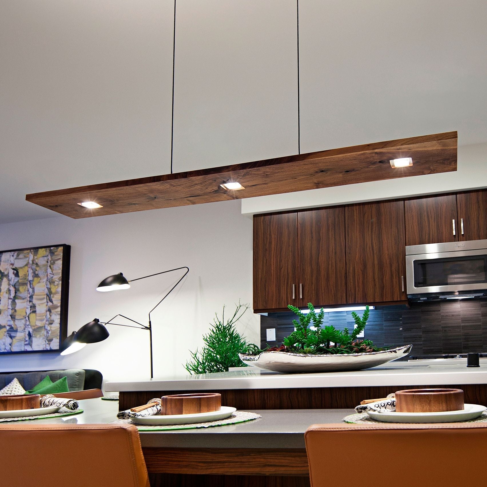 Cerno Vix 48" Wide Oiled Walnut LED Linear Pendant