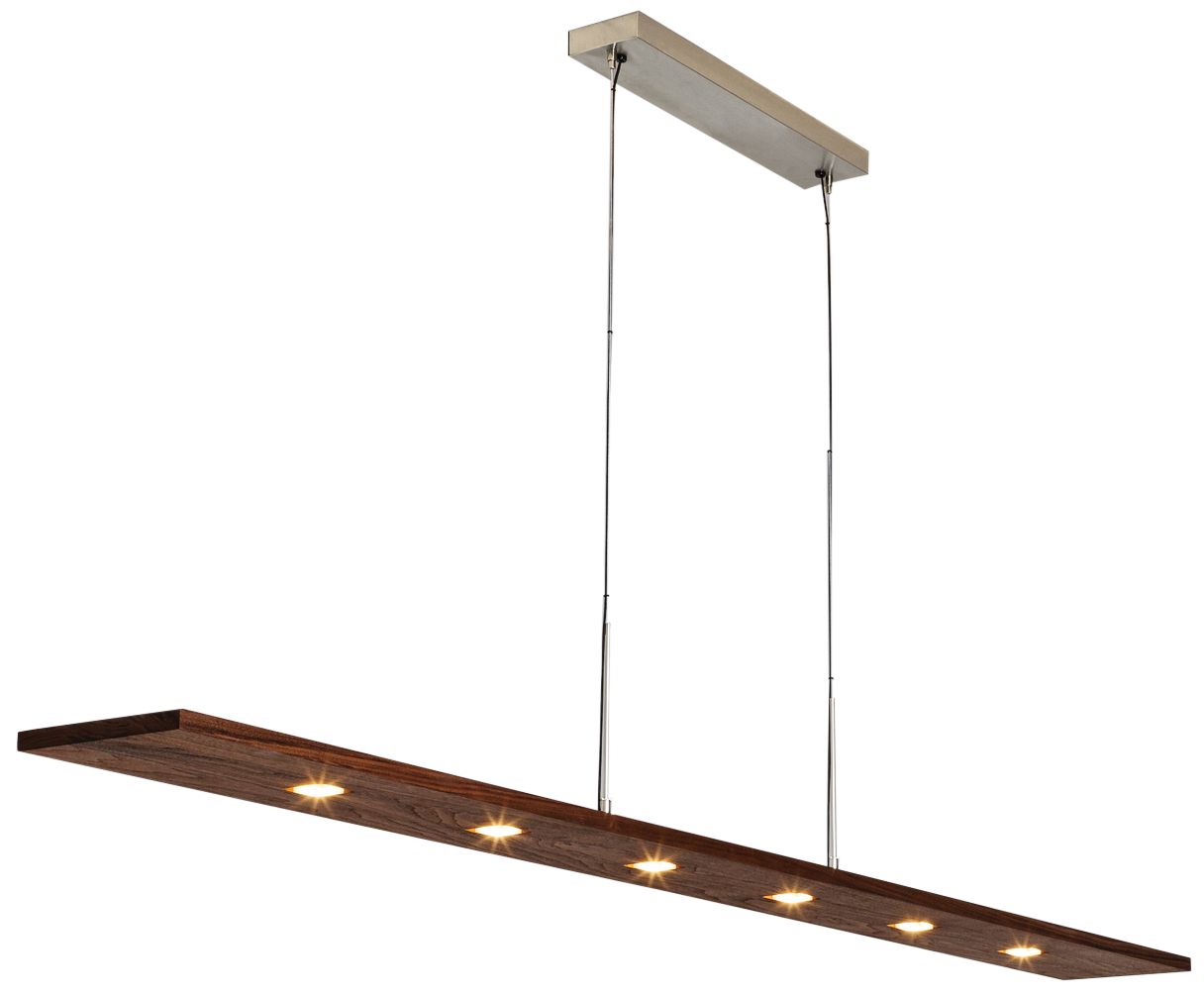 Cerno Vix 82" Wide Walnut Wood Island Linear Pendant