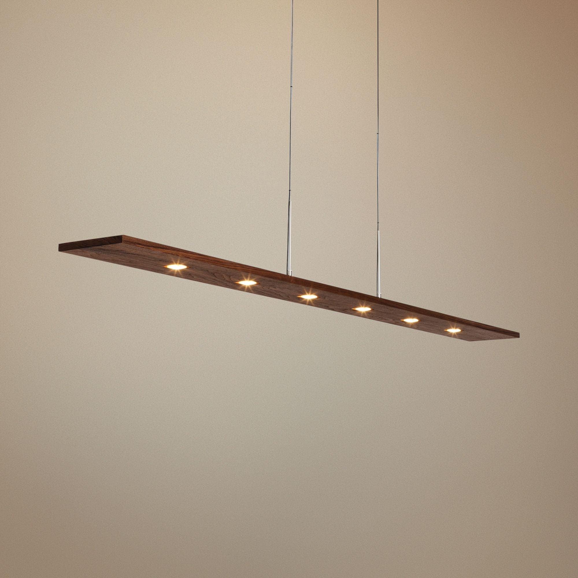 Cerno Vix 82" Wide Walnut Wood Island Linear Pendant