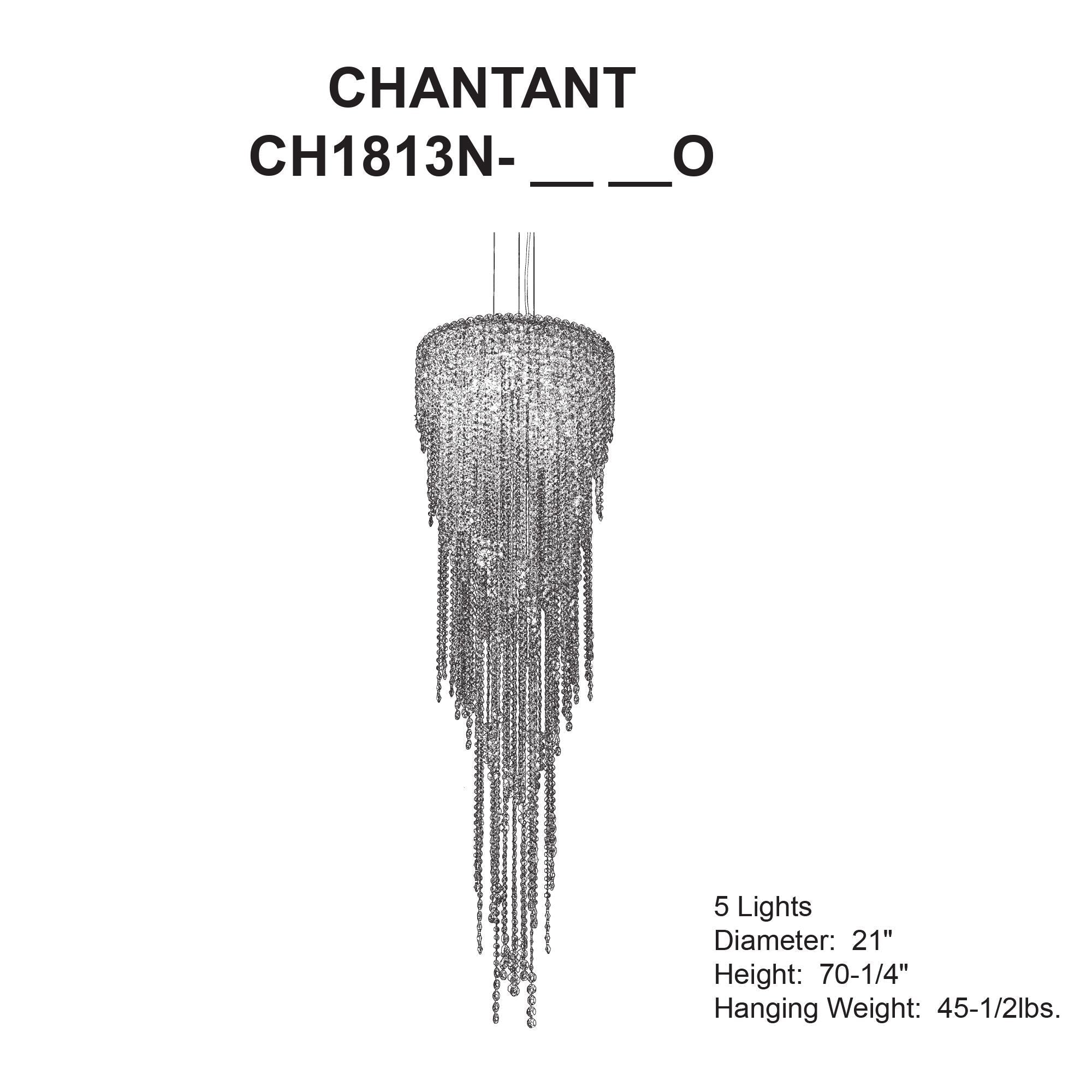 Chantant 70.3"H X 5-Light Crystal Chandelier