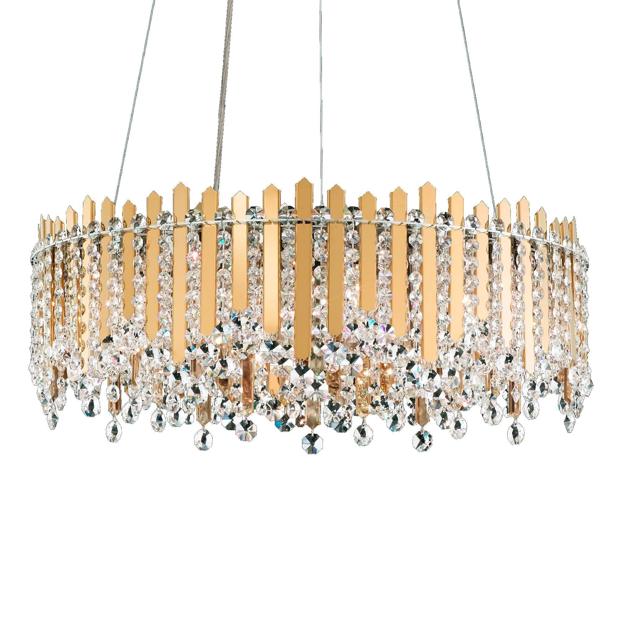 Chatter 8.5"H X 12-Light Crystal Pendant in Gold