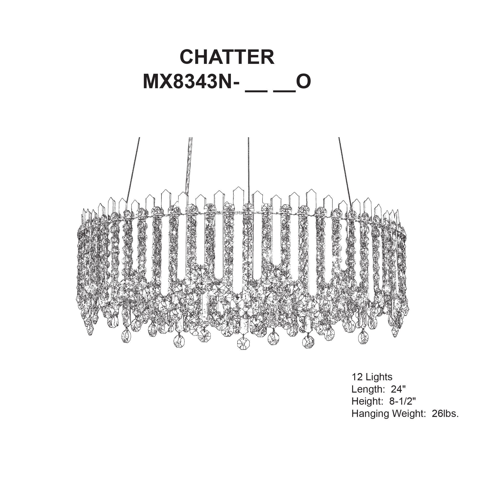 Chatter 8.5"H X 12-Light Crystal Pendant in Gold