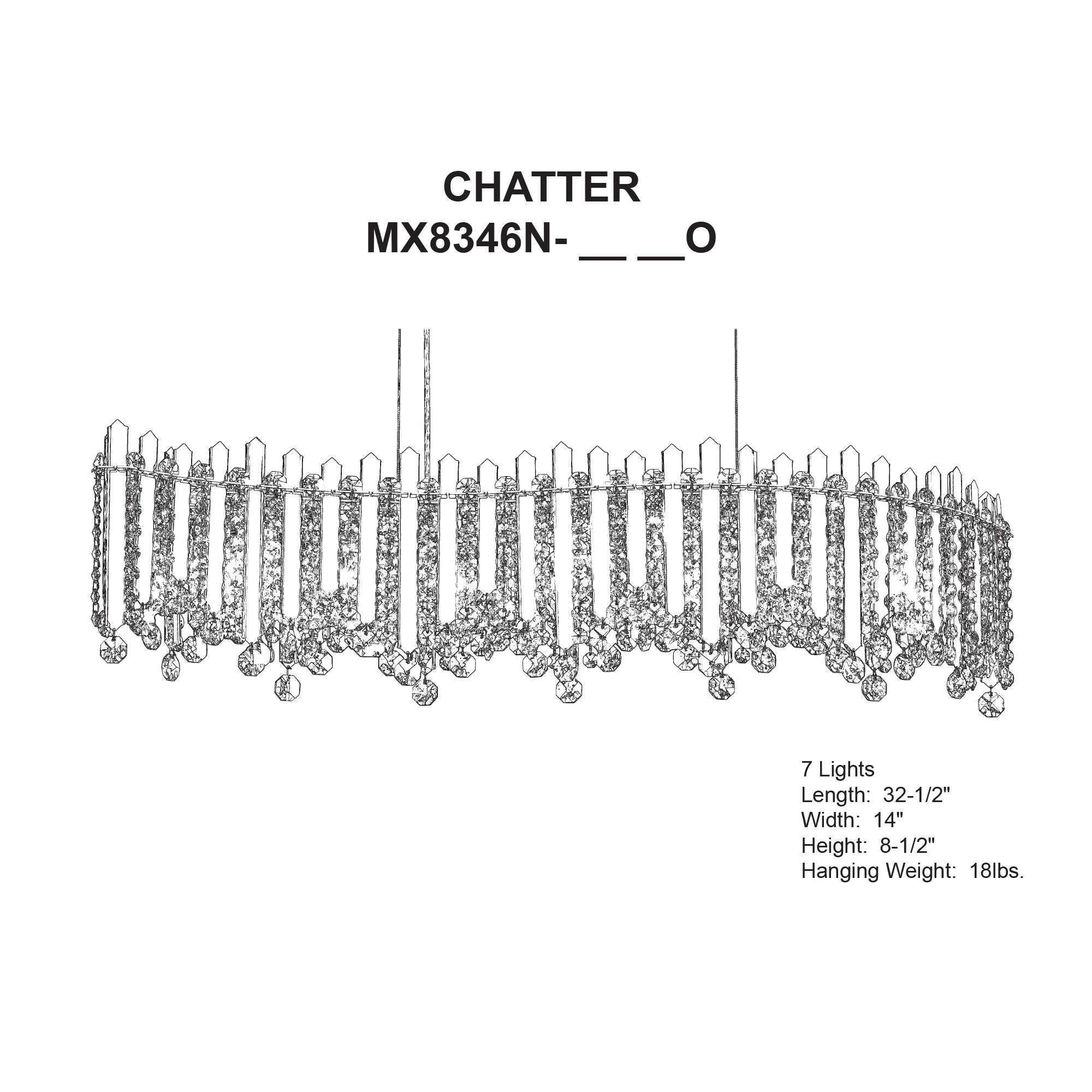 Chatter 8.5"H X 32.5"W 7-Light Crystal Linear Pendant