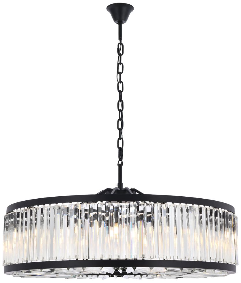 Chelsea 10-Light Matte Black Chandelier Clear