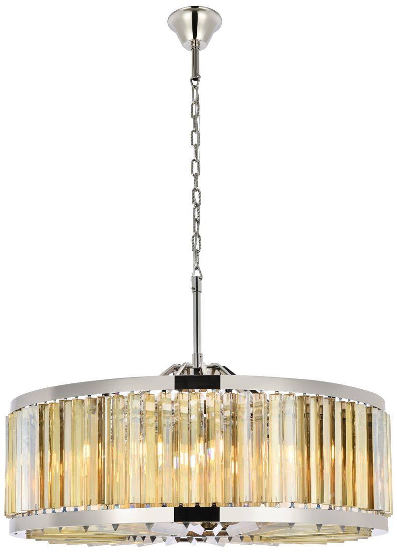 Chelsea 10-Light Polished Nickel Chandelier Golden Teak